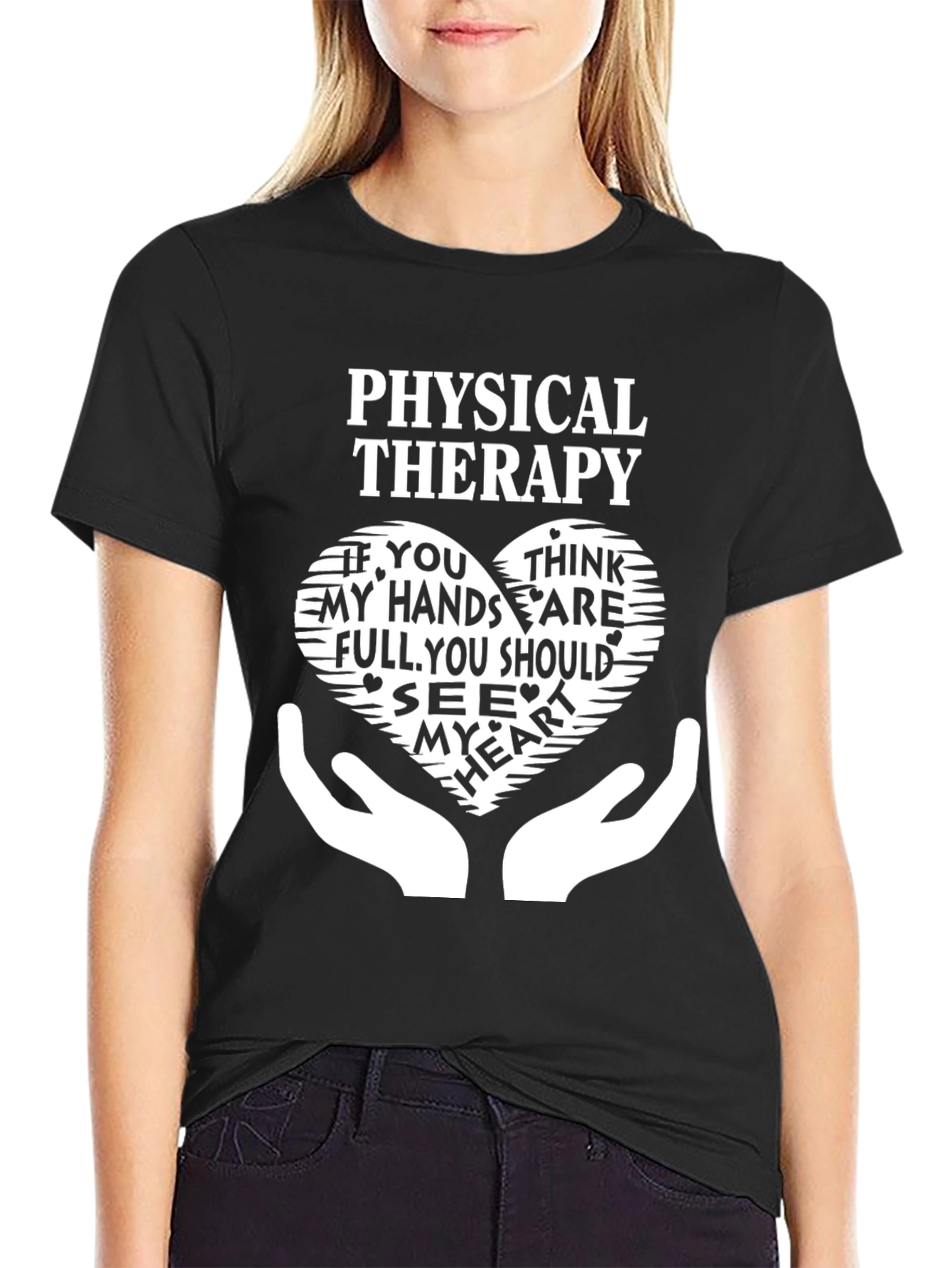 Physical Therapy Heart Hands Graphic T-Shirt