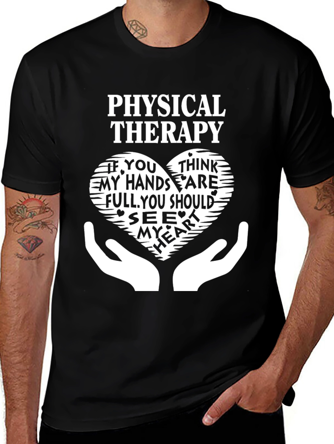 Physical Therapy Heart Hands Graphic T-Shirt