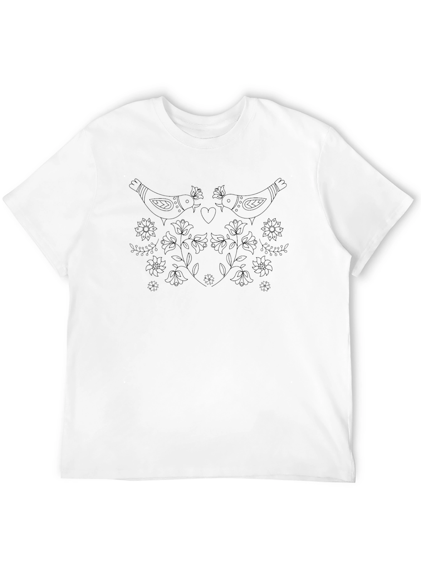 Birds & Flowers Graphic Tee - Black