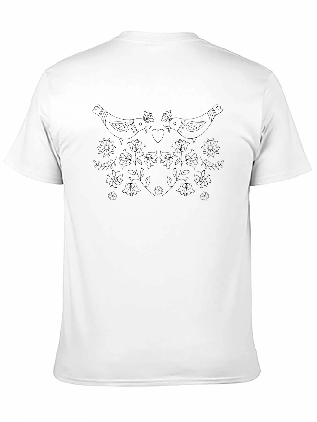 Birds & Flowers Graphic Tee - Black