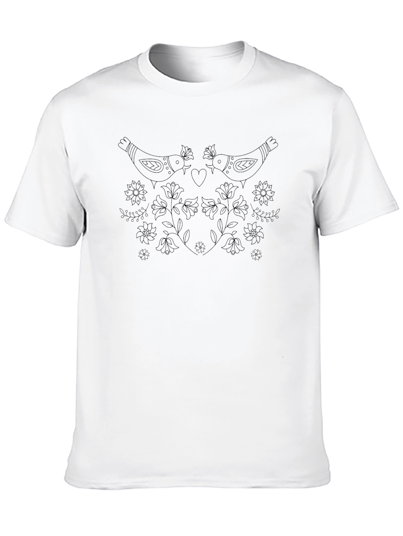 Birds & Flowers Graphic Tee - Black