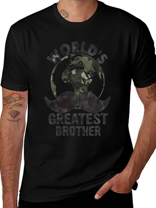 Worlds Greatest Brother T-Shirt - Camo Globe Graphic Tee