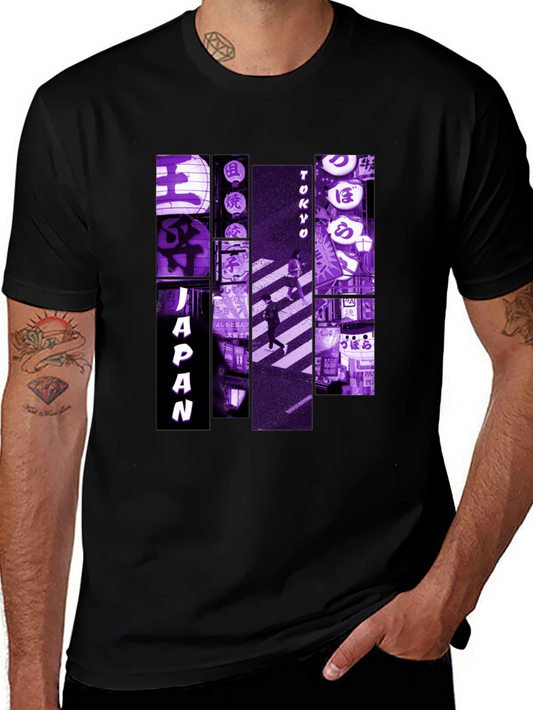 Japan Tokyo Nights Graphic Tee - Black