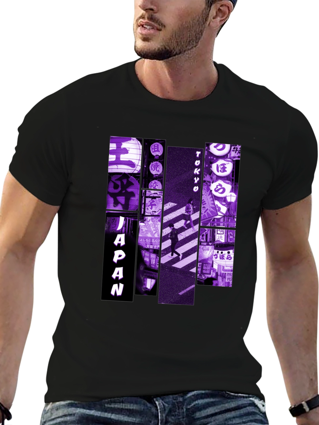 Japan Tokyo Nights Graphic Tee - Black