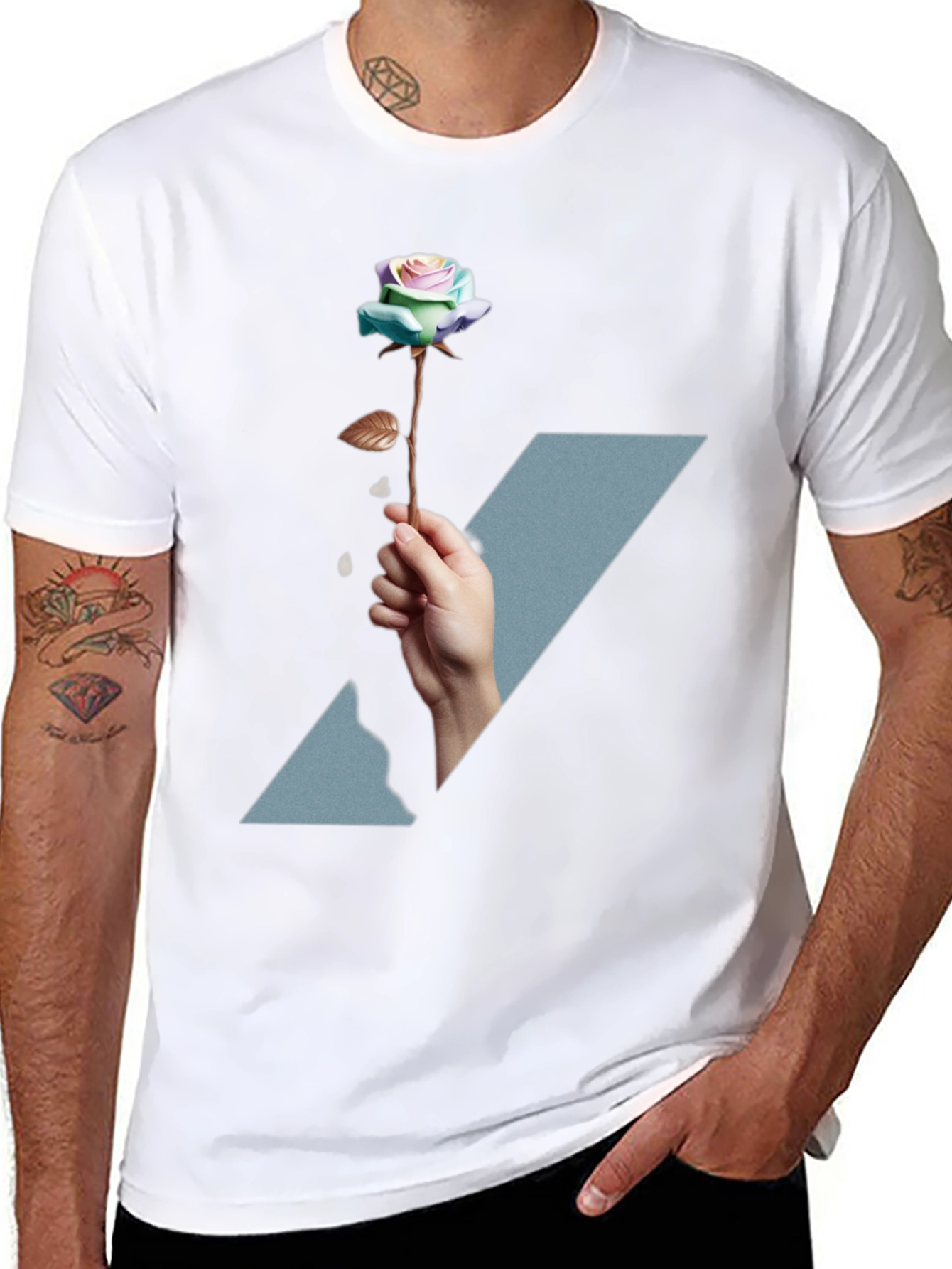 Rose Graphic Tee - Mens Fashion T-Shirt