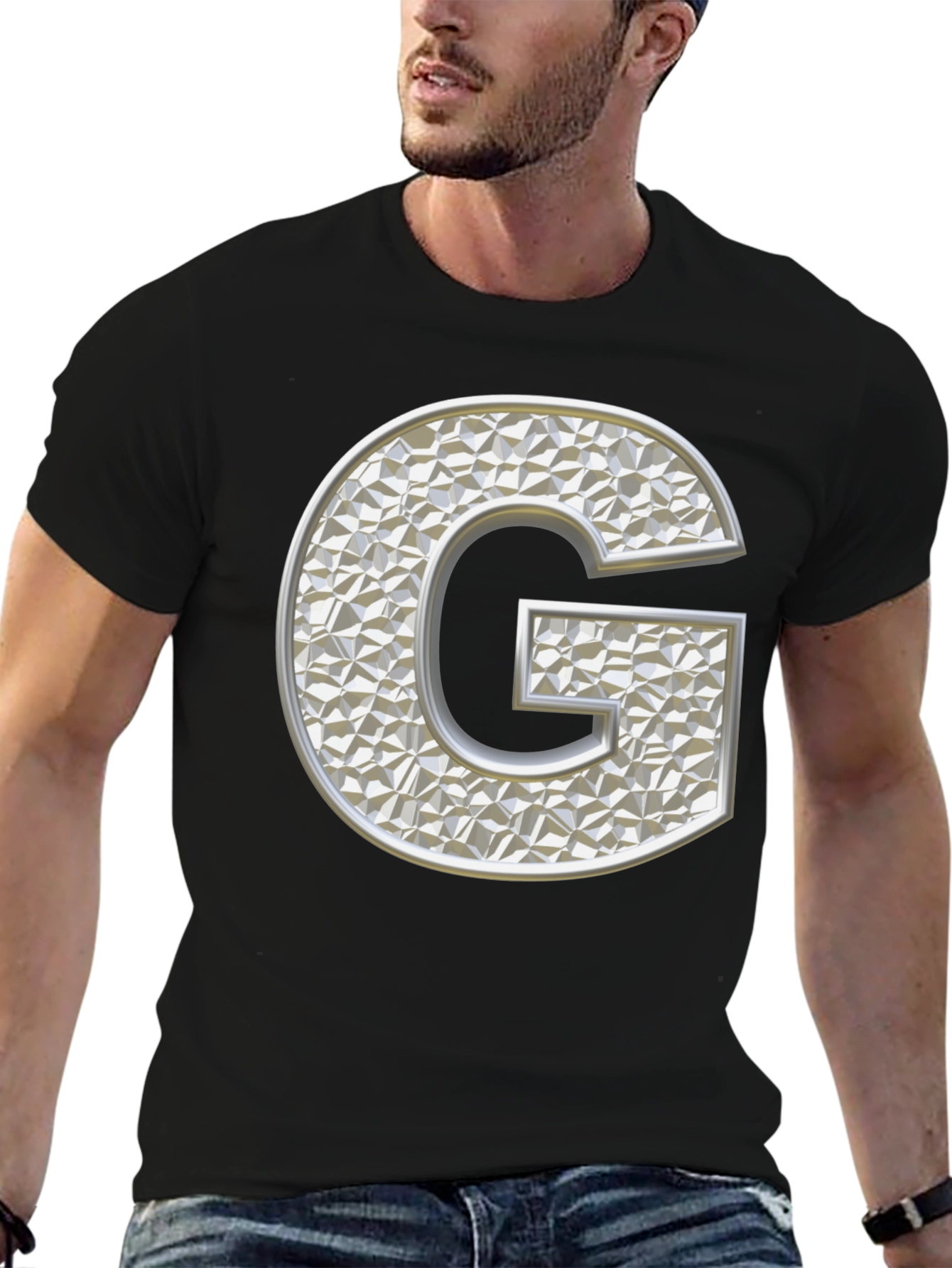 Letter G T-Shirt - Black Graphic Tee