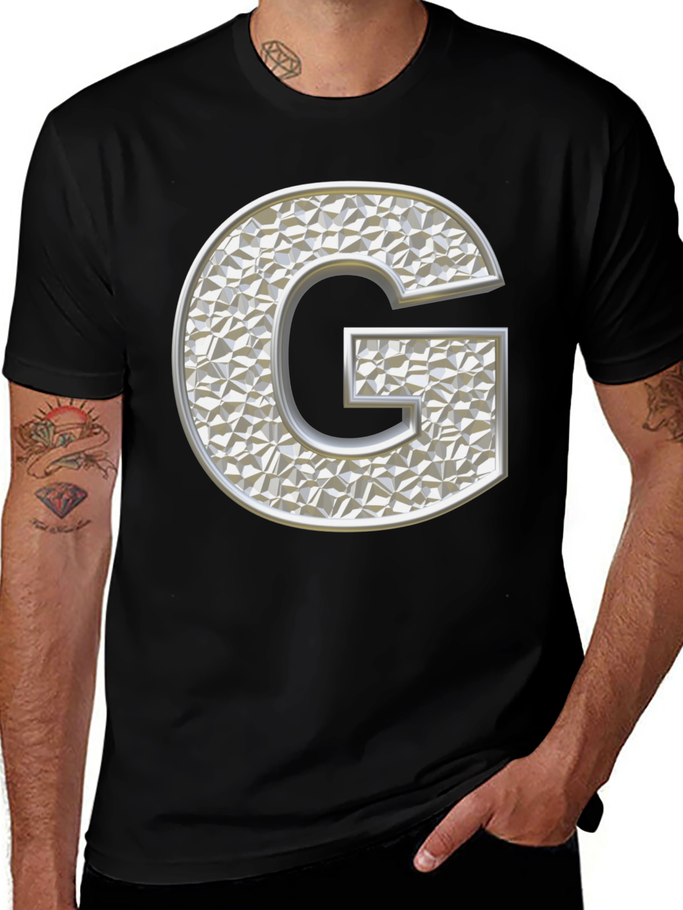 Letter G T-Shirt - Black Graphic Tee