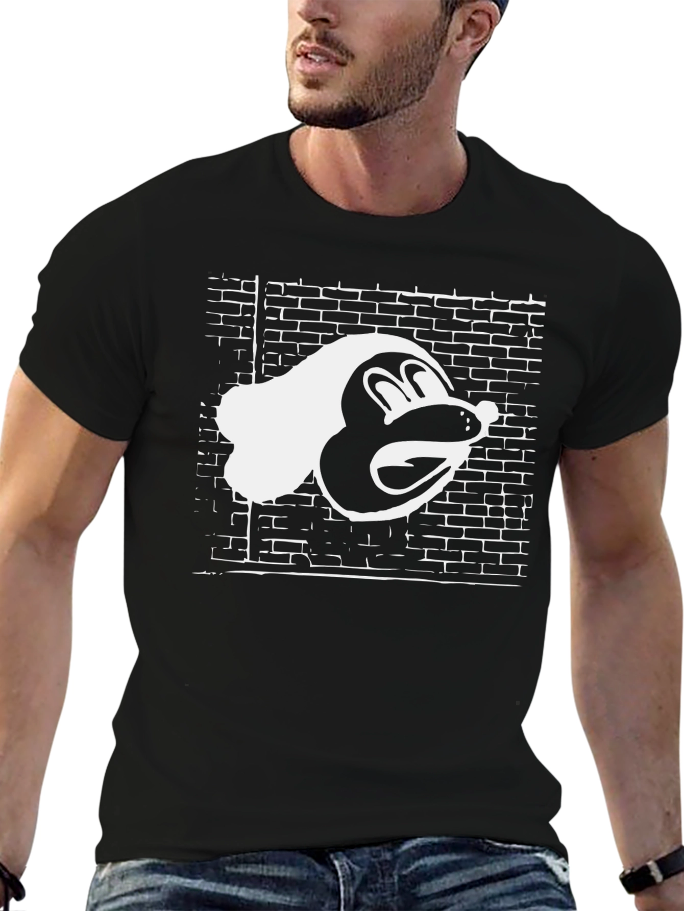 Retro Cartoon Character Tee - Black