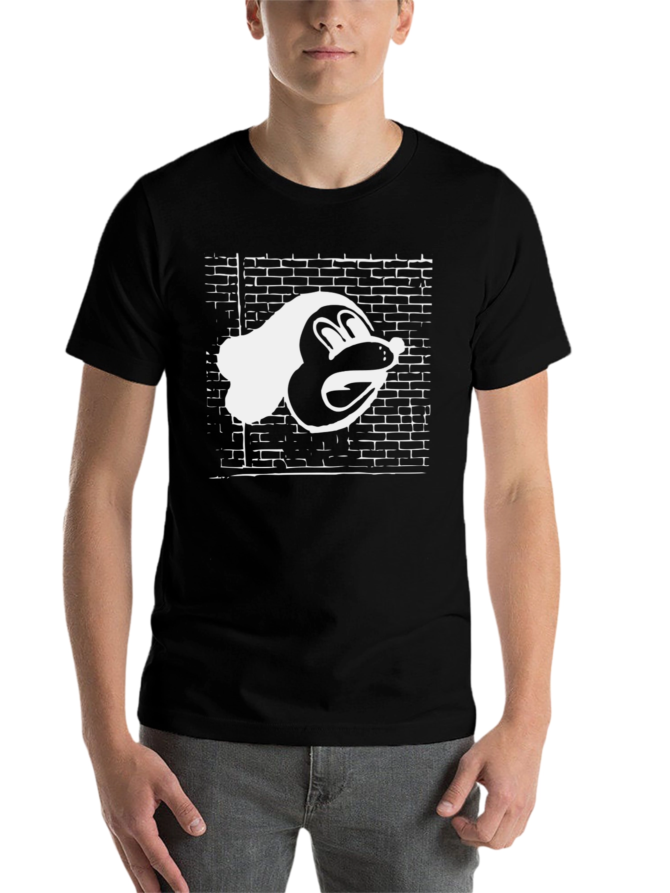 Retro Cartoon Character Tee - Black