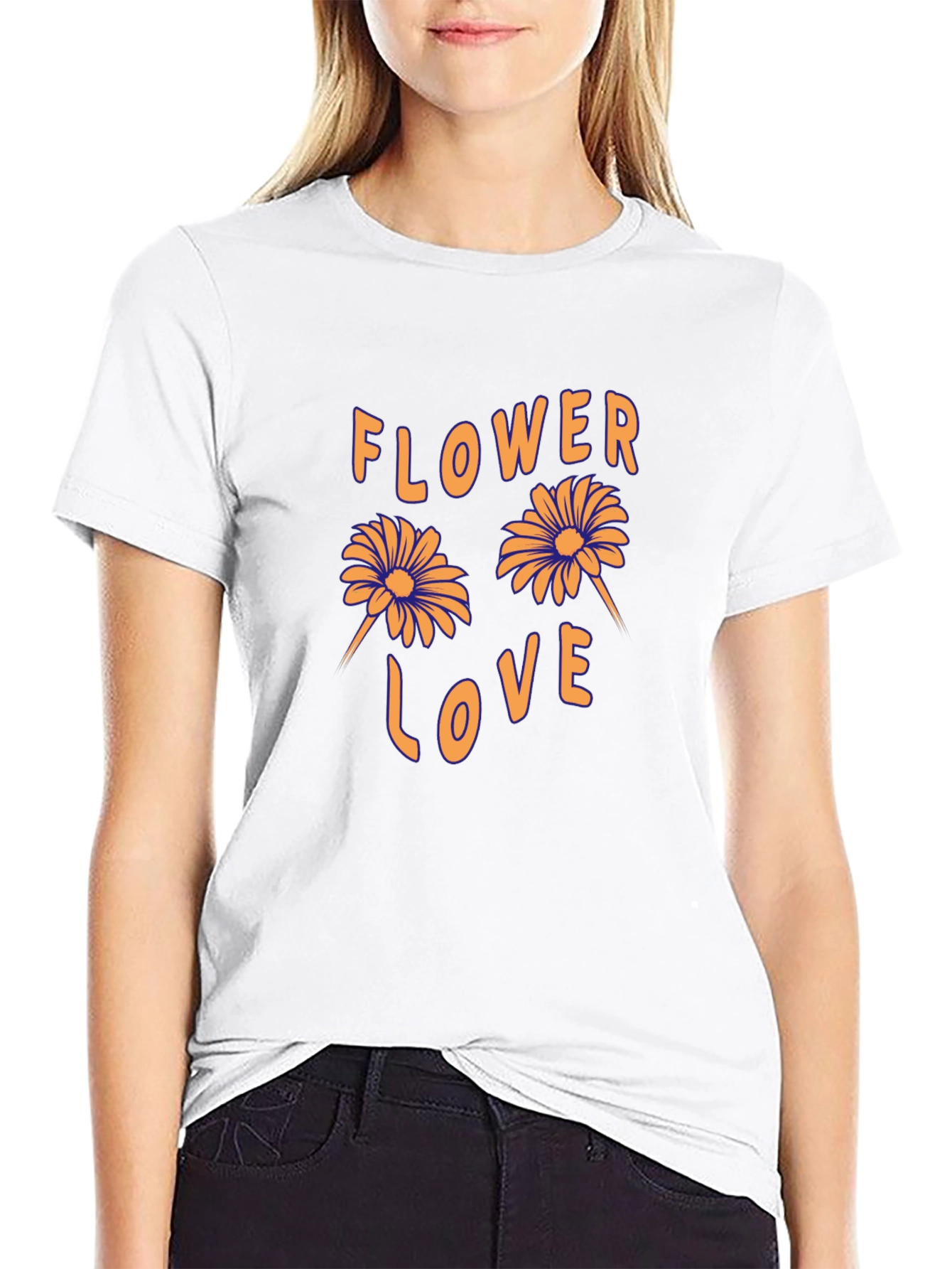 Flower Love Graphic Tee - Retro Style