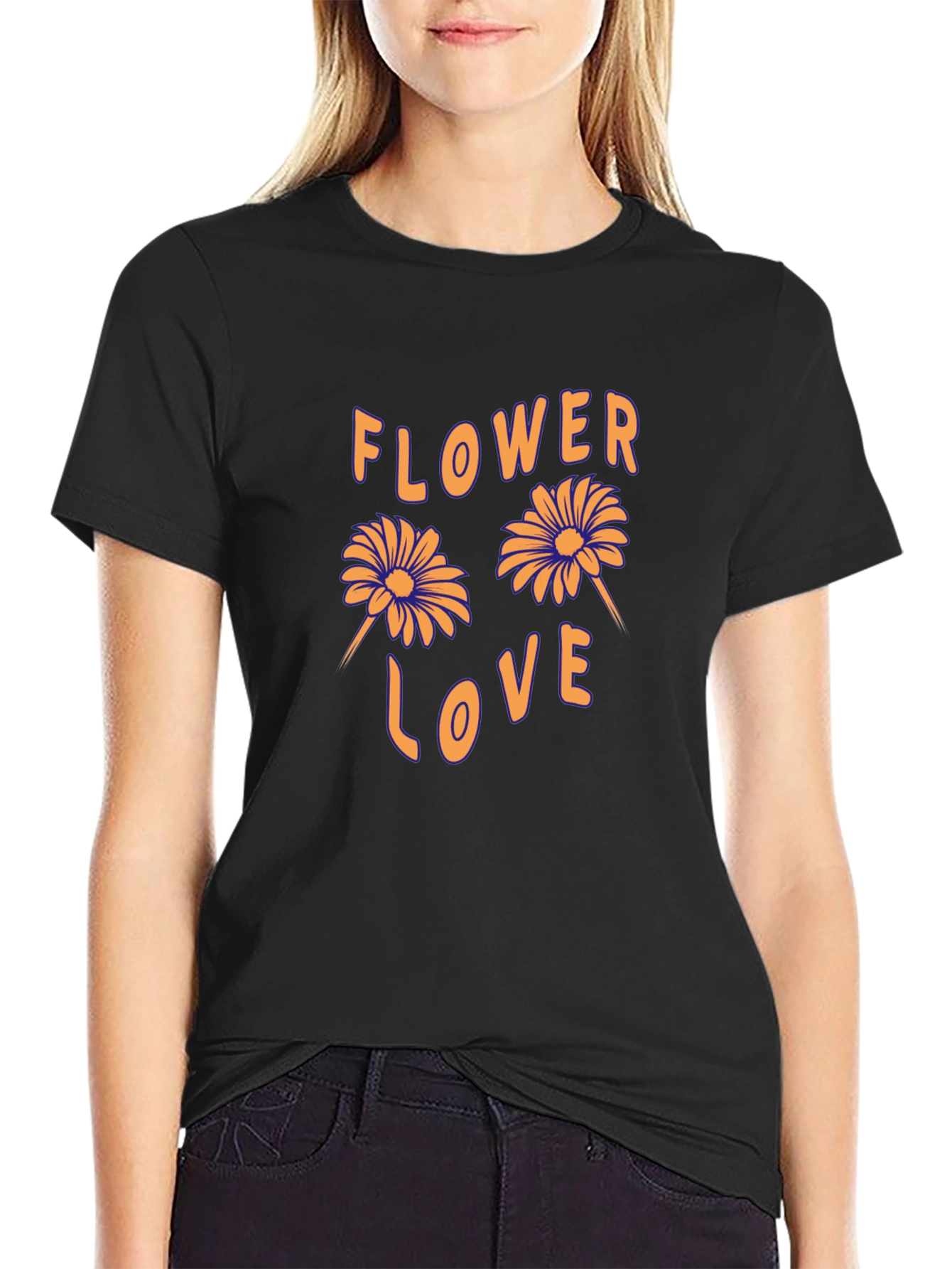 Flower Love Graphic Tee - Retro Style