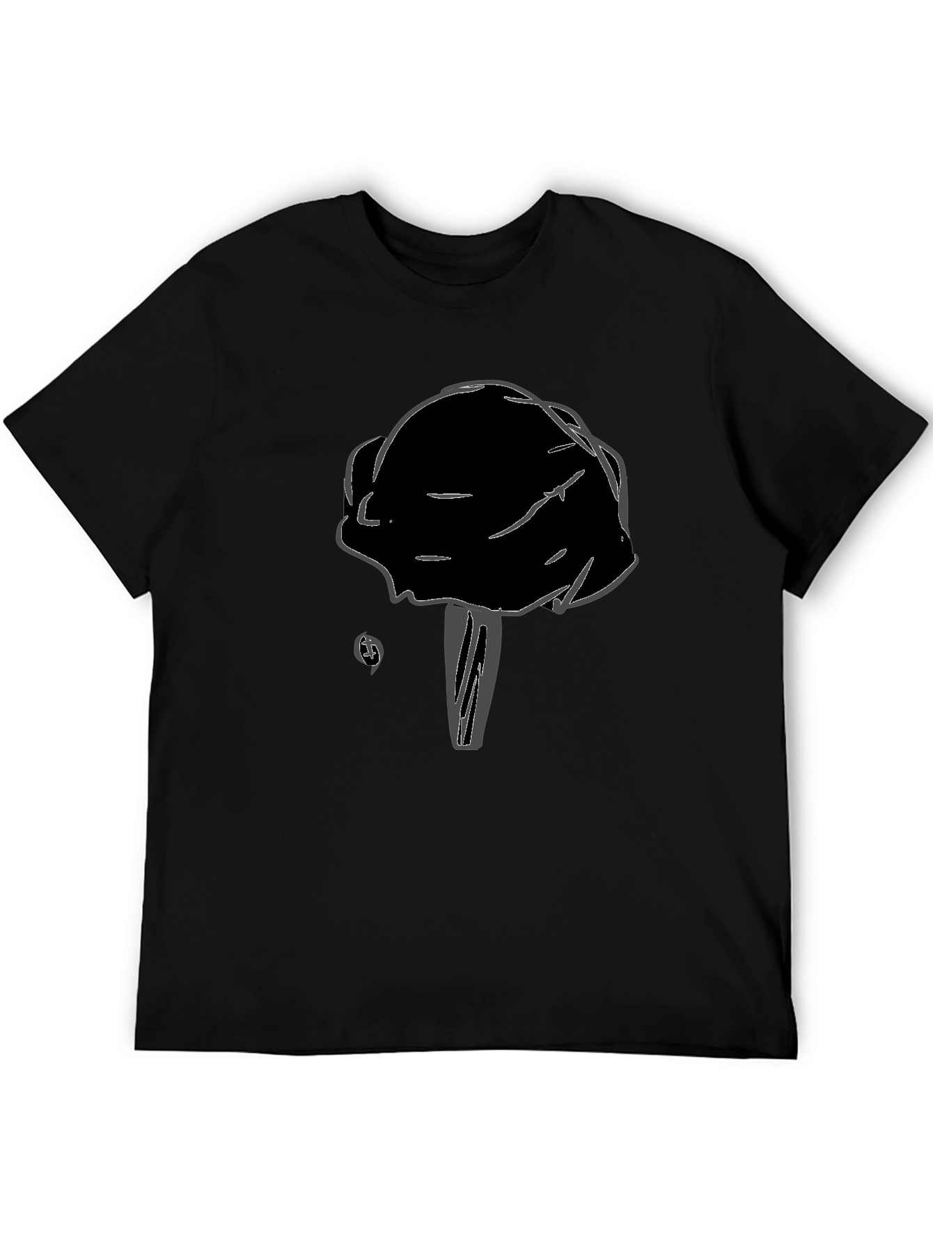 Black T-Shirt with Unique Mushroom Design