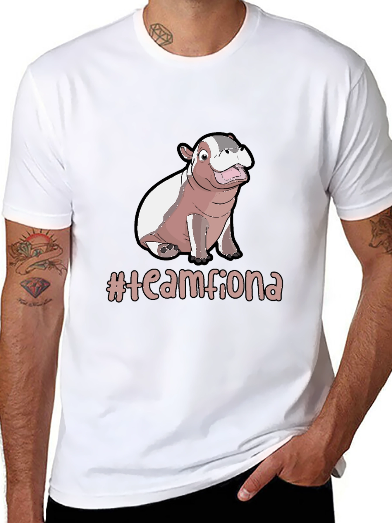 Team Fiona Hippo T-Shirt -  Unisex Black Tee