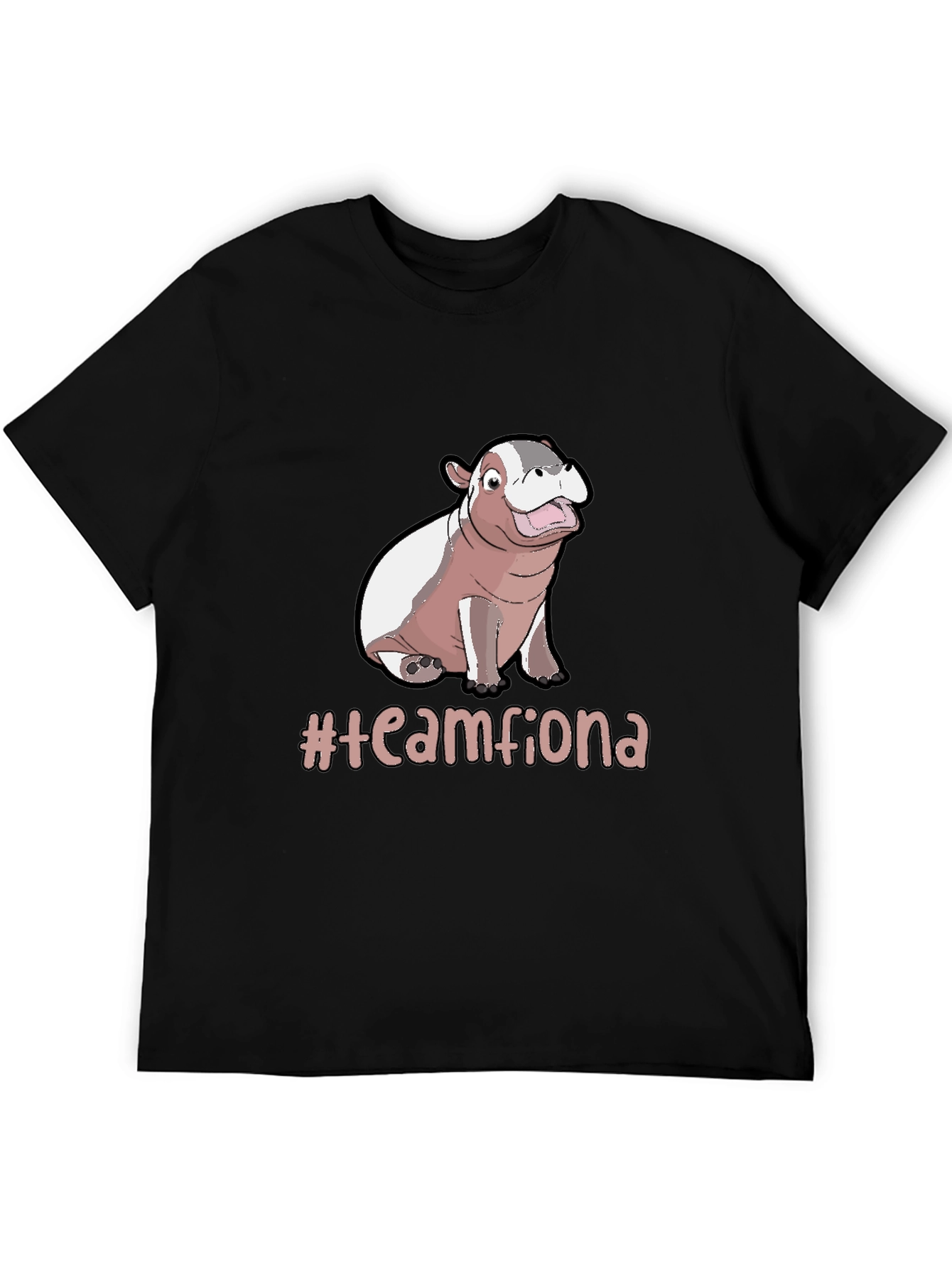 Team Fiona Hippo T-Shirt -  Unisex Black Tee