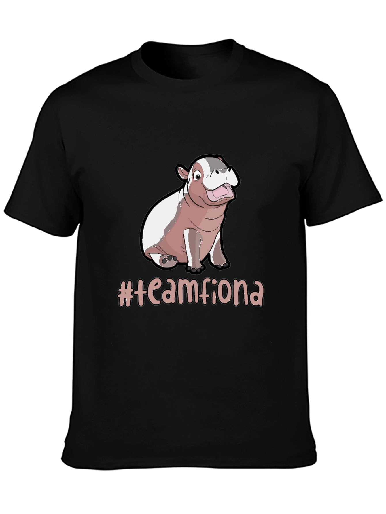 Team Fiona Hippo T-Shirt -  Unisex Black Tee