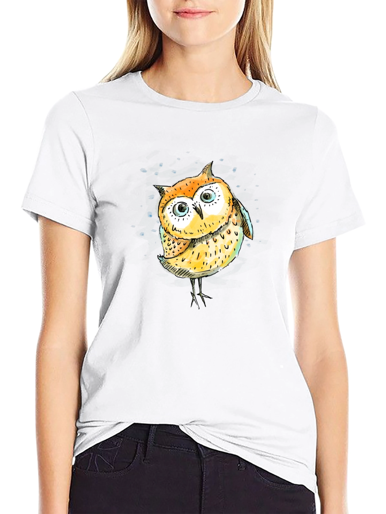 Owl Graphic Tee - Black Cotton T-Shirt