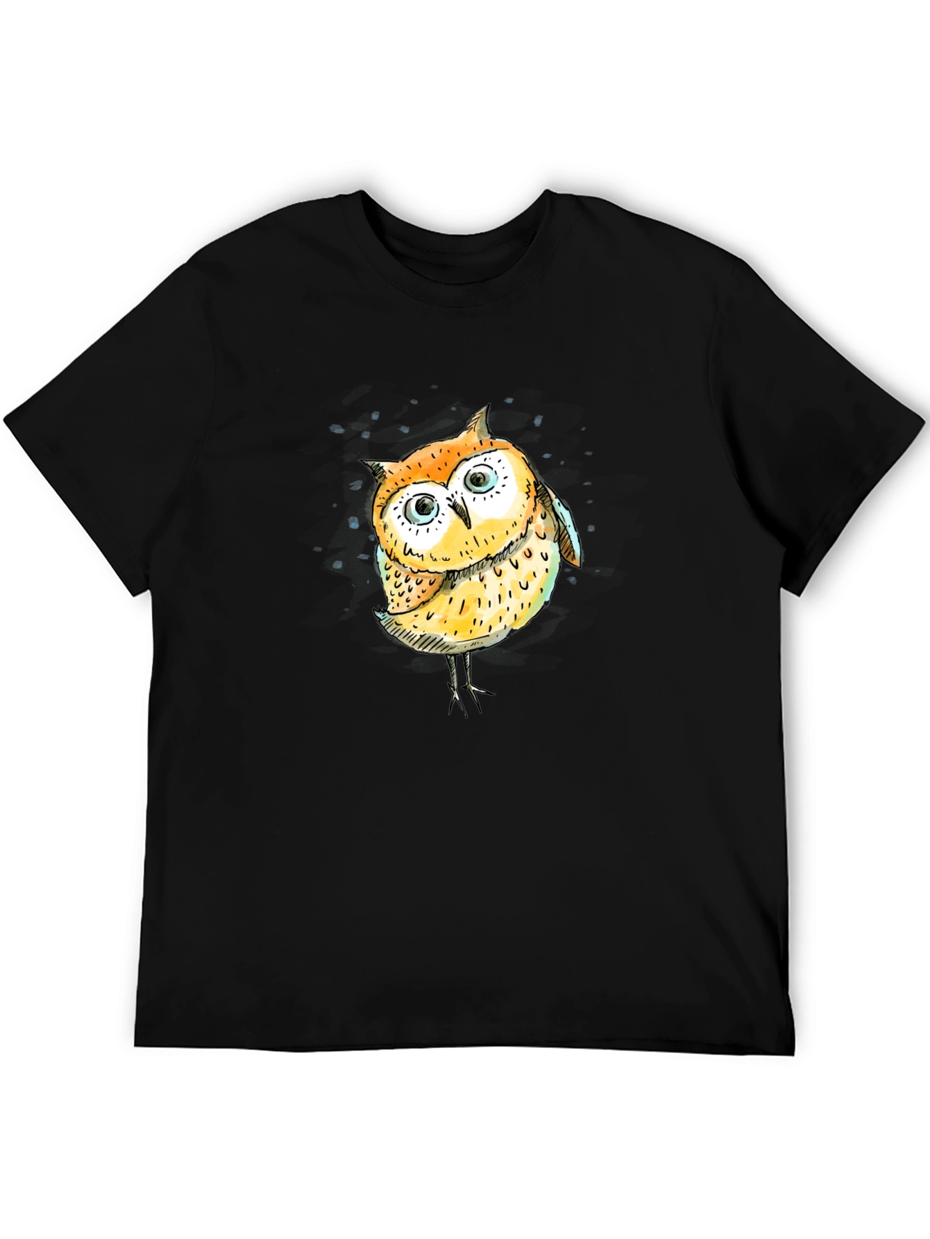 Owl Graphic Tee - Black Cotton T-Shirt