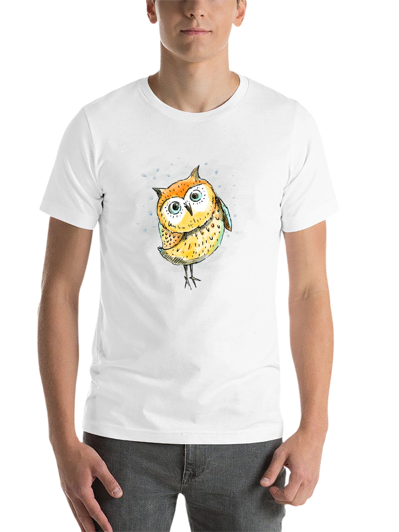 Owl Graphic Tee - Black Cotton T-Shirt