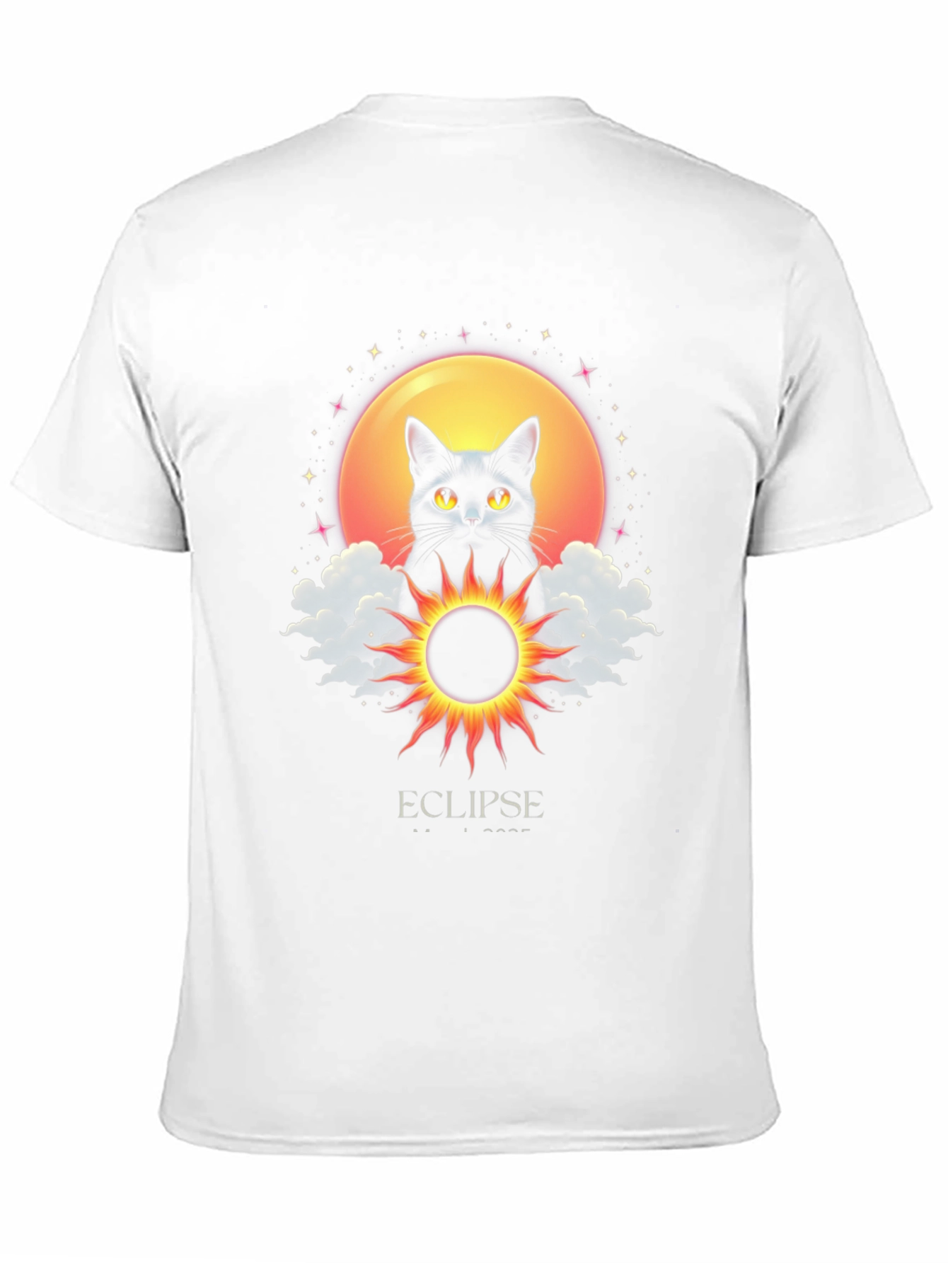 Eclipse Cat Graphic T-Shirt - Celestial Style