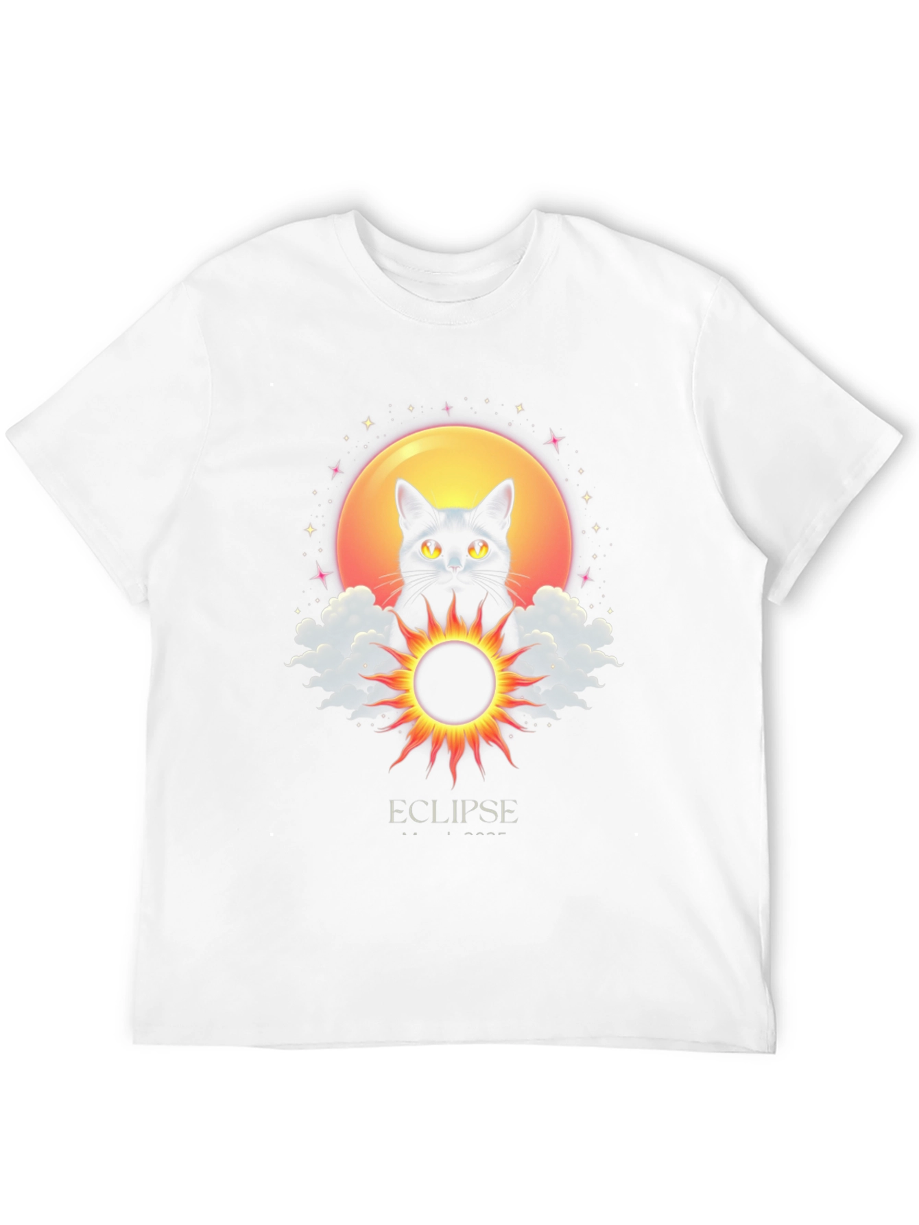Eclipse Cat Graphic T-Shirt - Celestial Style