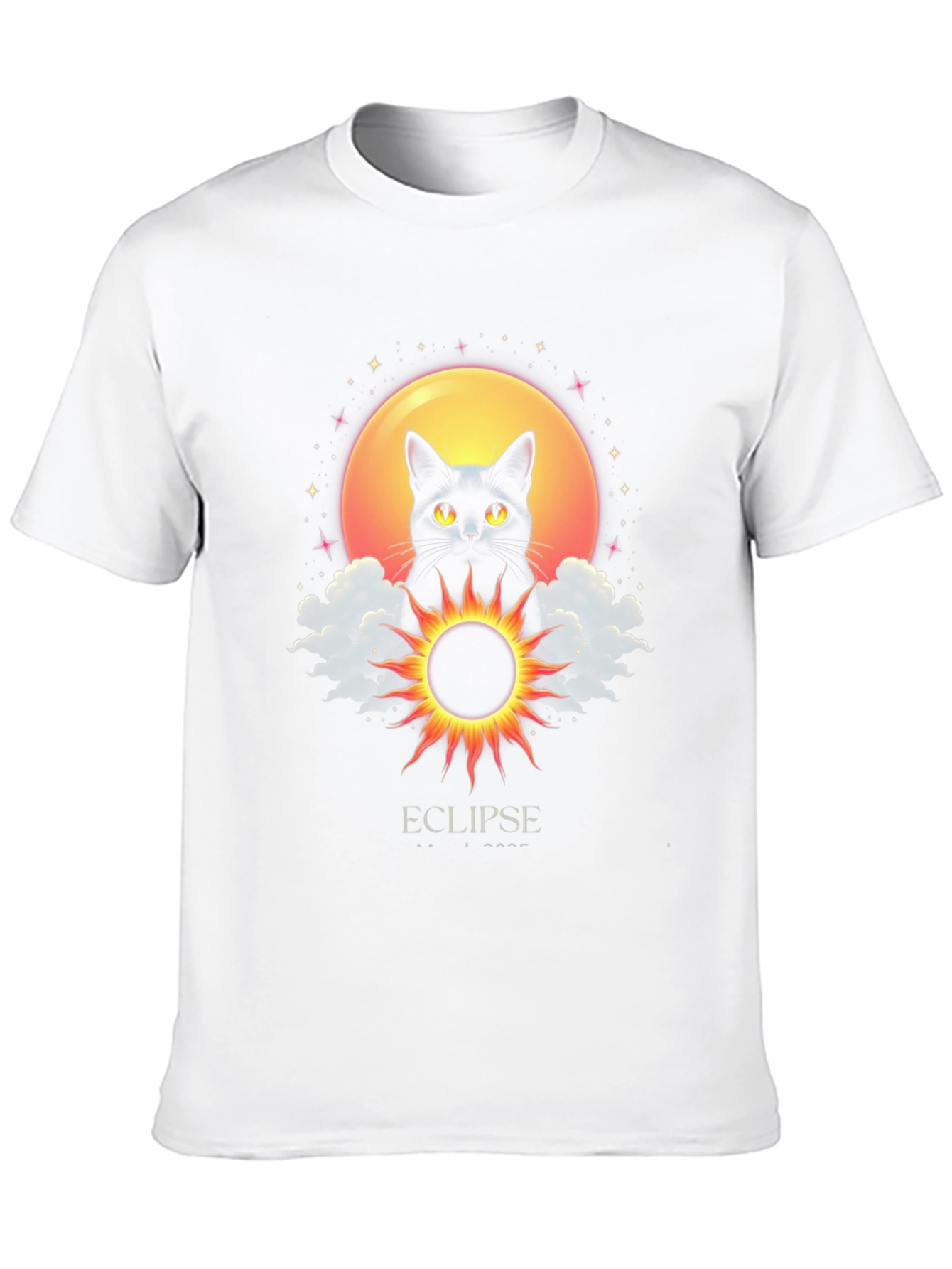 Eclipse Cat Graphic T-Shirt - Celestial Style