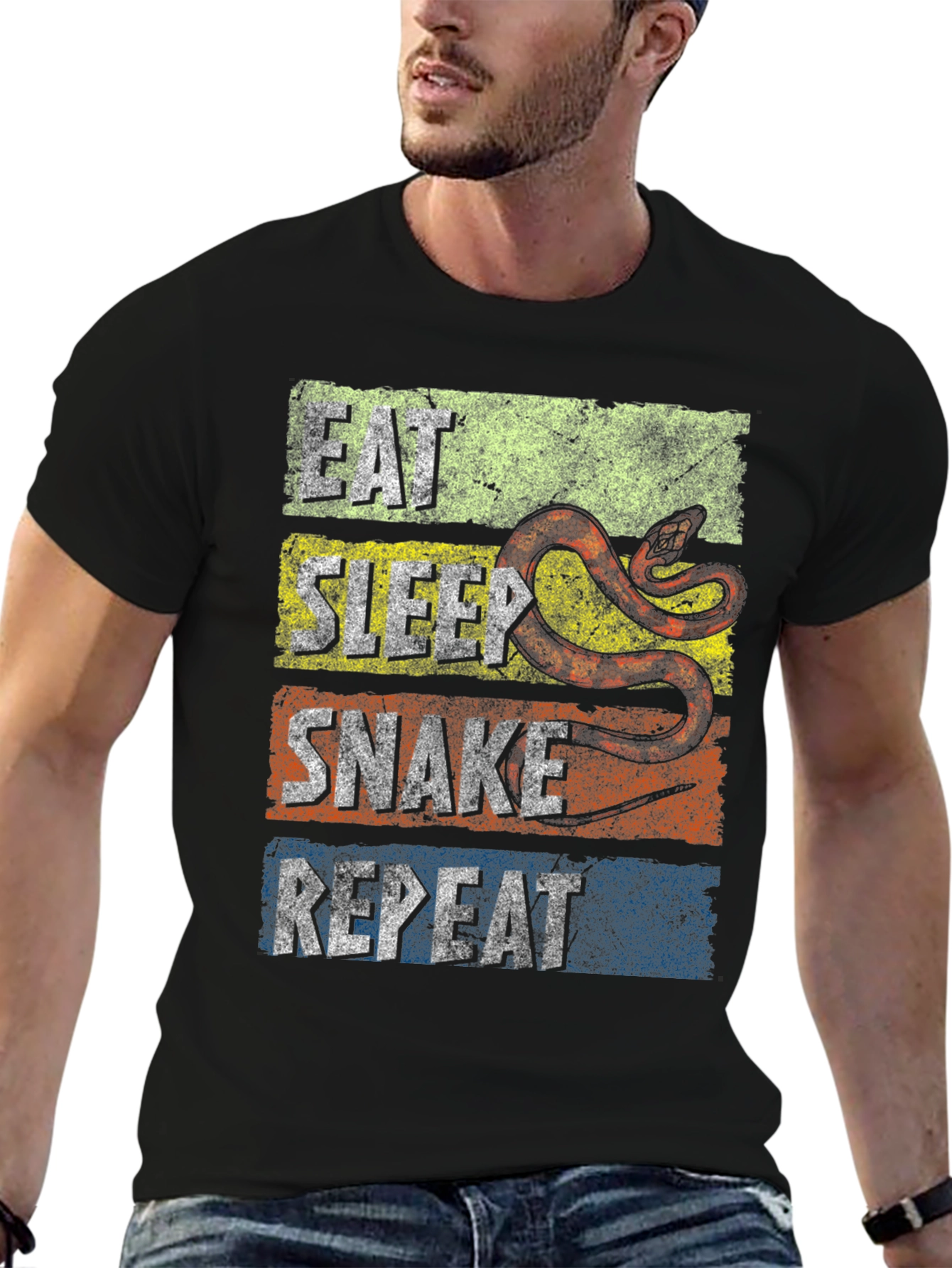 Eat Sleep Snake Repeat Graphic T-Shirt