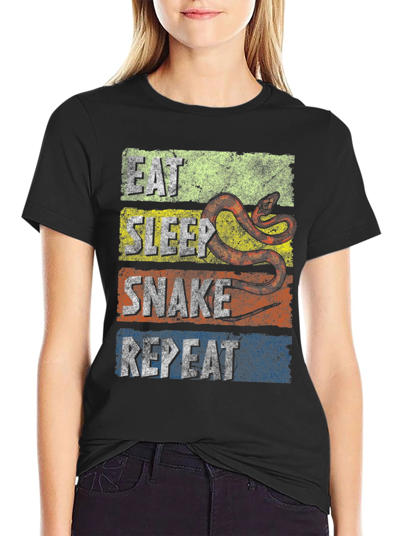 Eat Sleep Snake Repeat Graphic T-Shirt