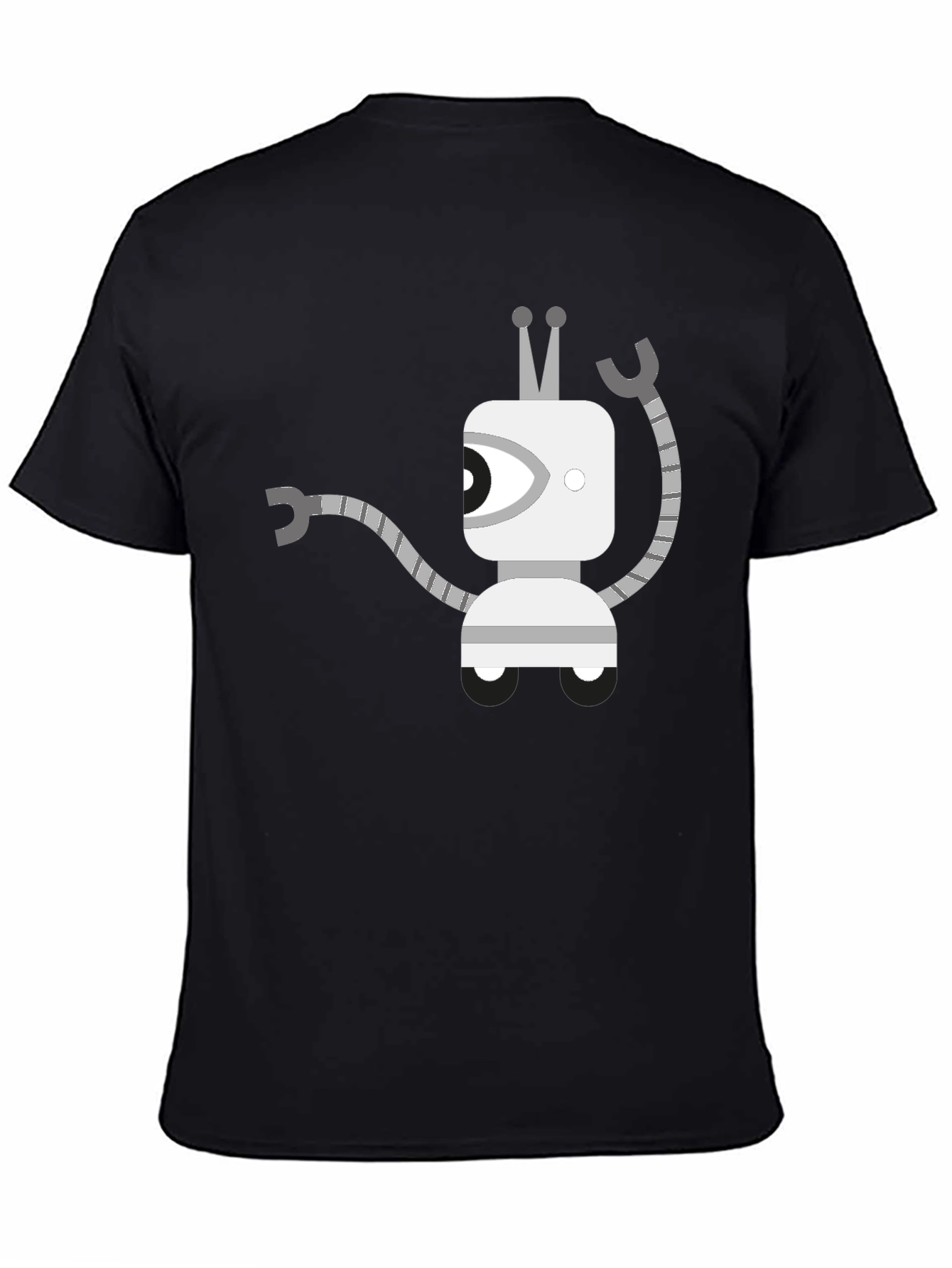Robot Graphic Tee - Black Cotton Casual Wear
