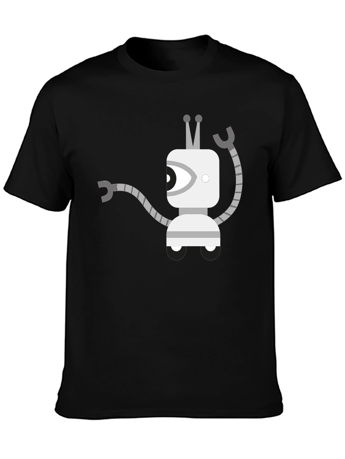 Robot Graphic Tee - Black Cotton Casual Wear