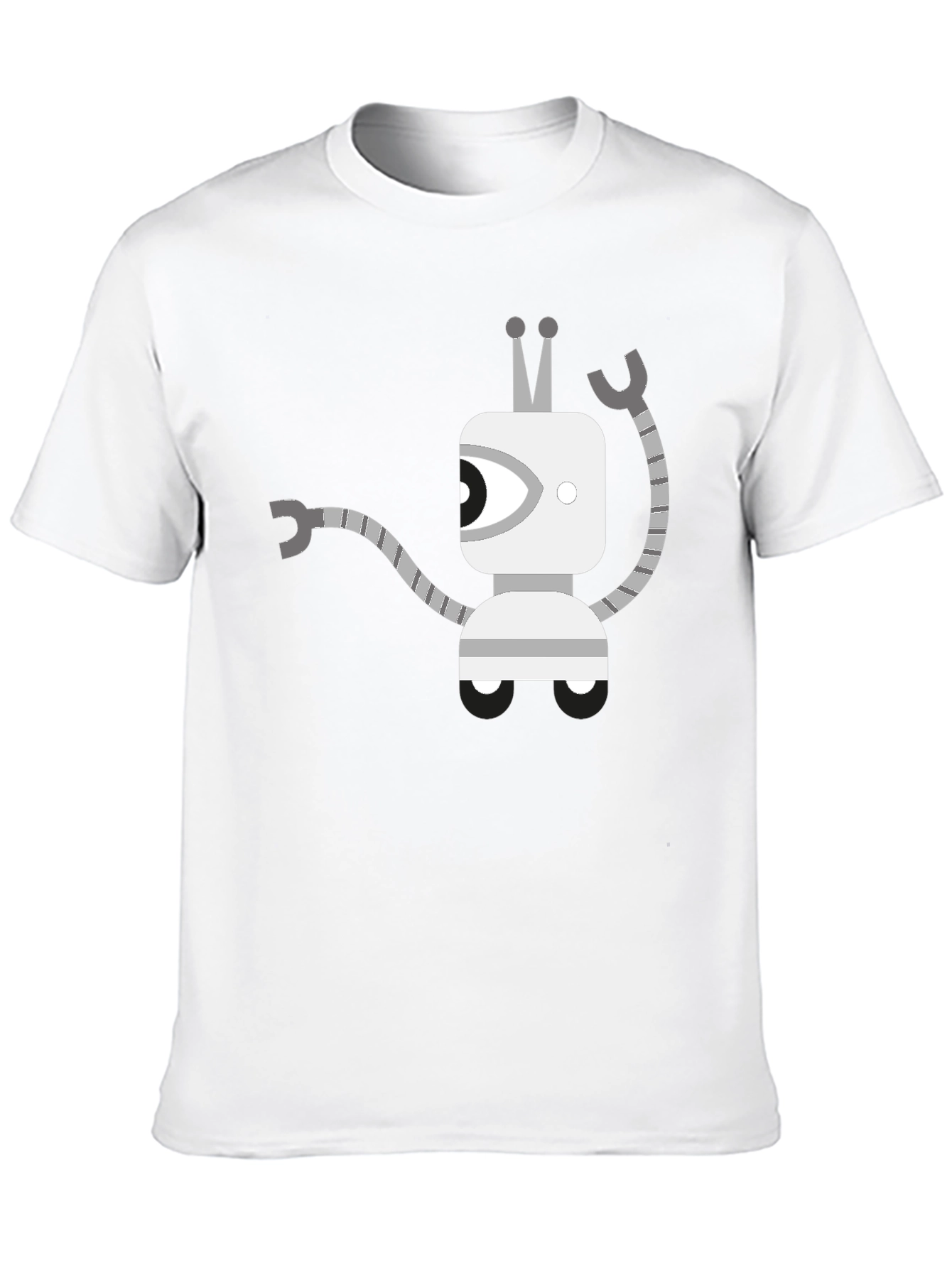 Robot Graphic Tee - Black Cotton Casual Wear