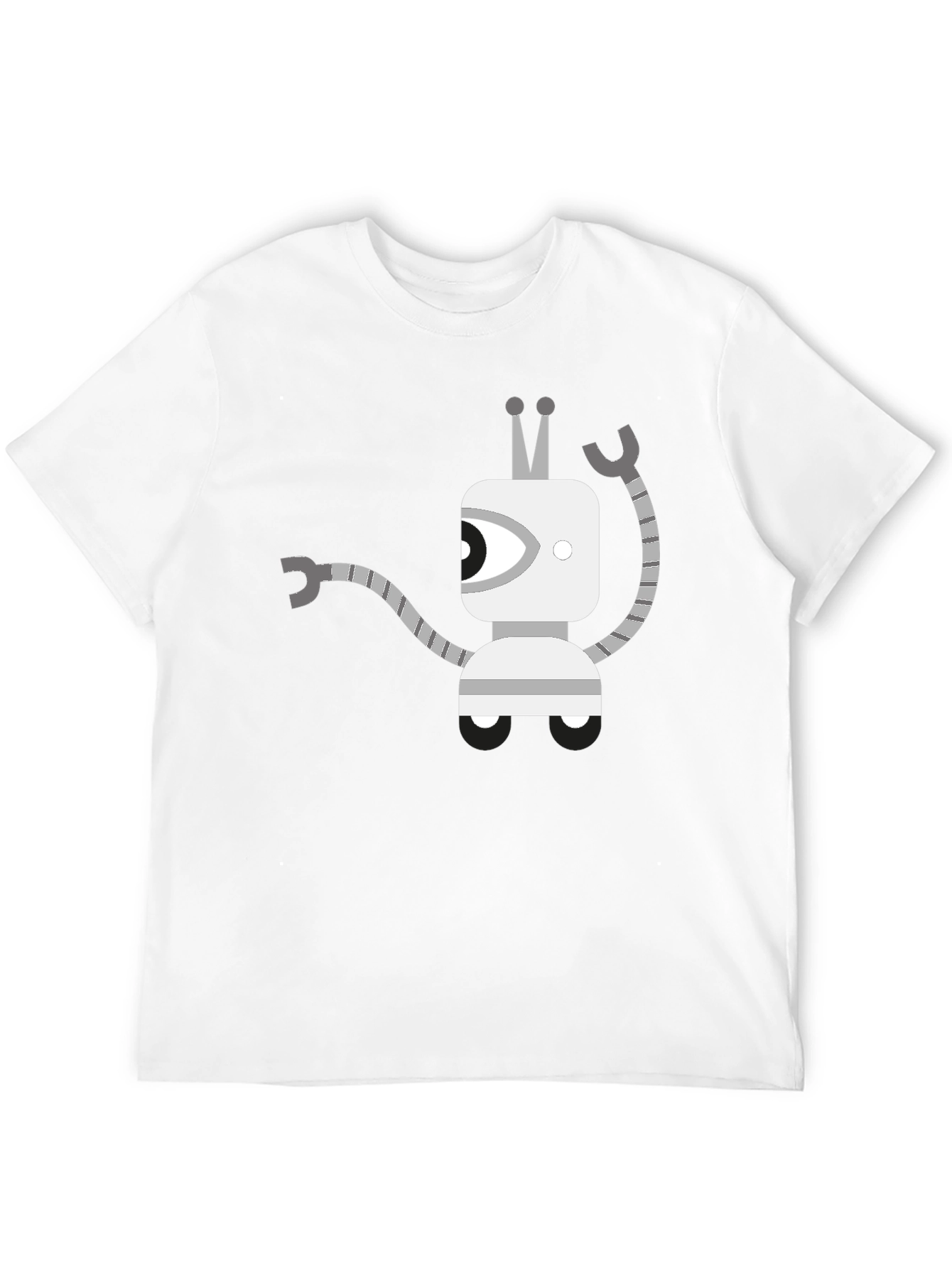 Robot Graphic Tee - Black Cotton Casual Wear