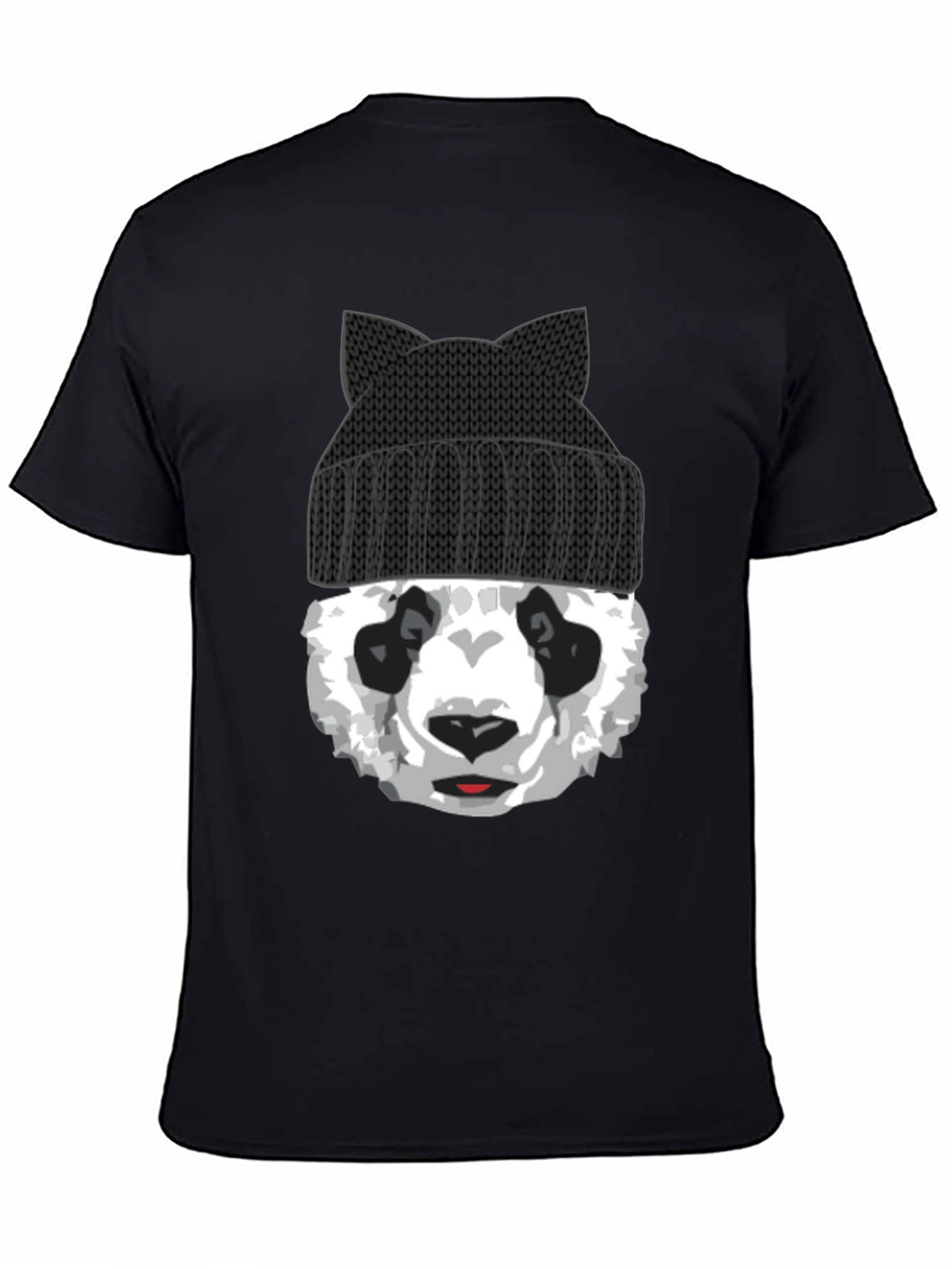 Cool Panda Bear with Cat Ear Beanie Graphic Tee