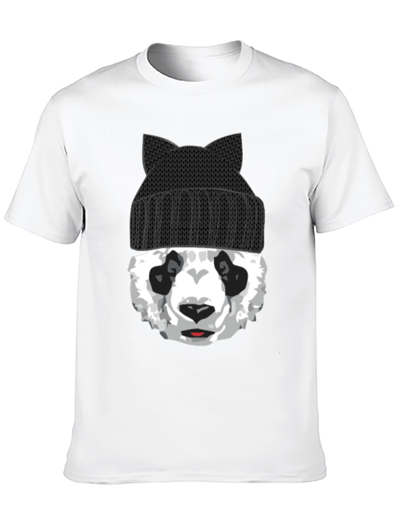 Cool Panda Bear with Cat Ear Beanie Graphic Tee