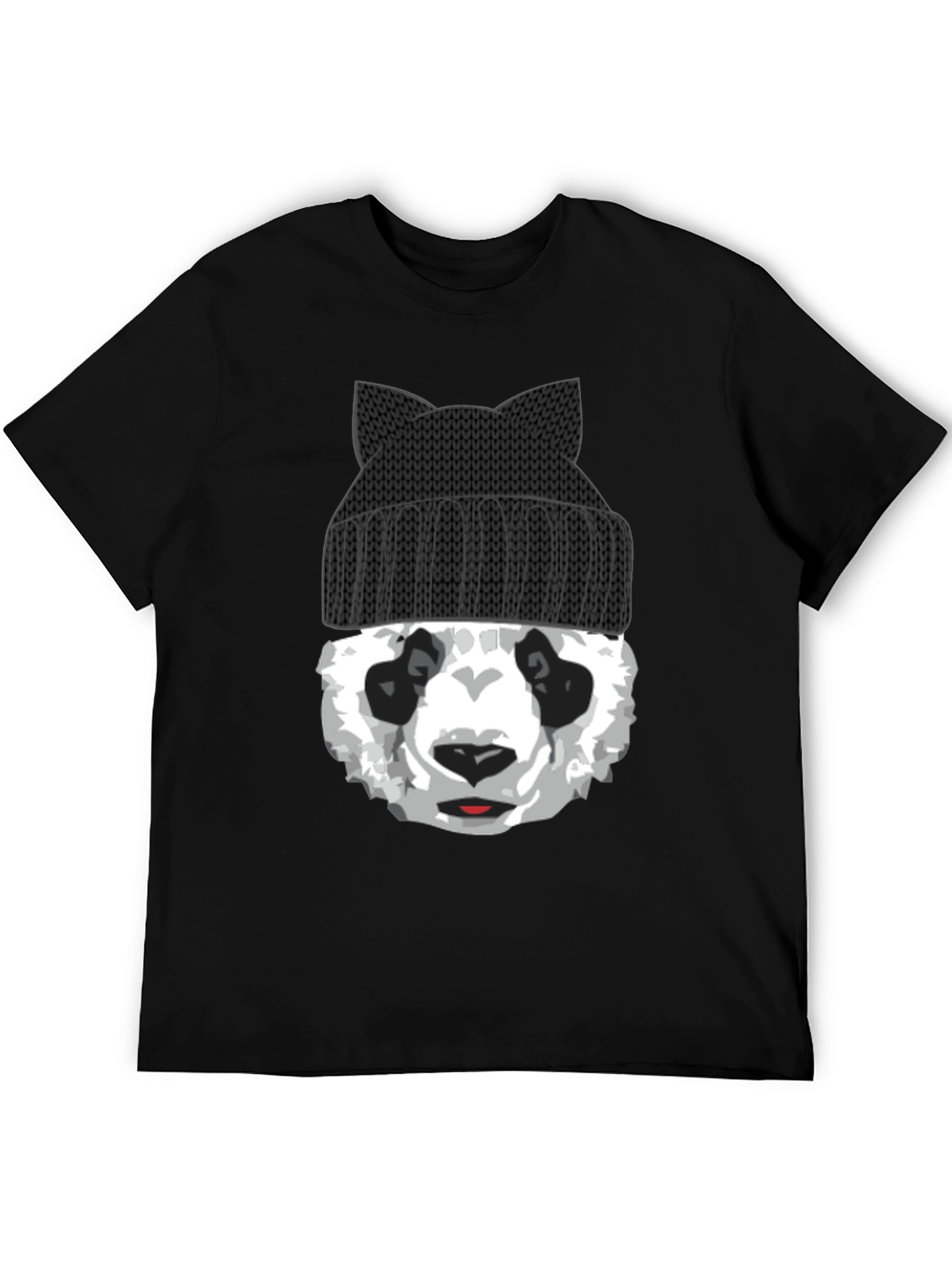 Cool Panda Bear with Cat Ear Beanie Graphic Tee