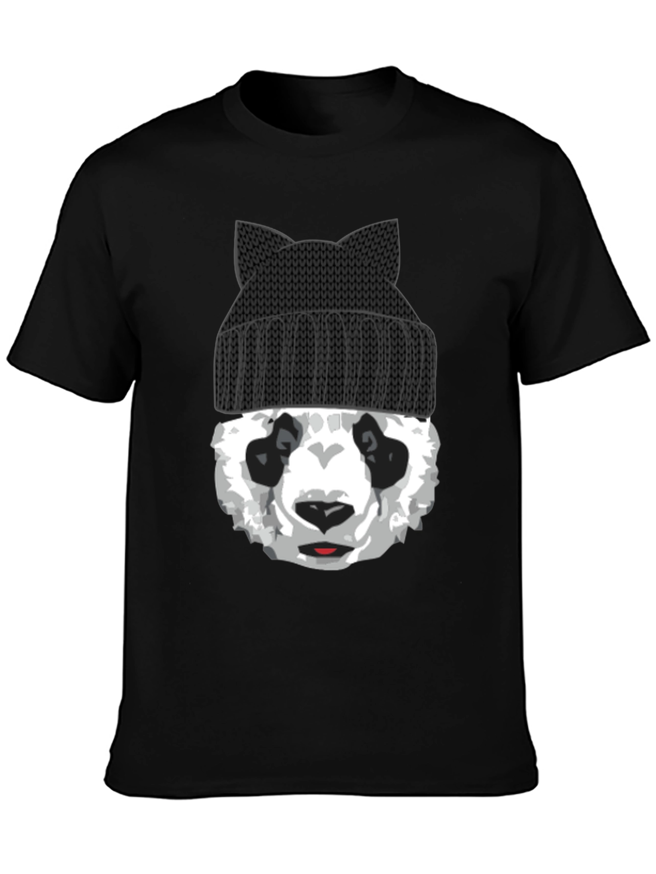 Cool Panda Bear with Cat Ear Beanie Graphic Tee