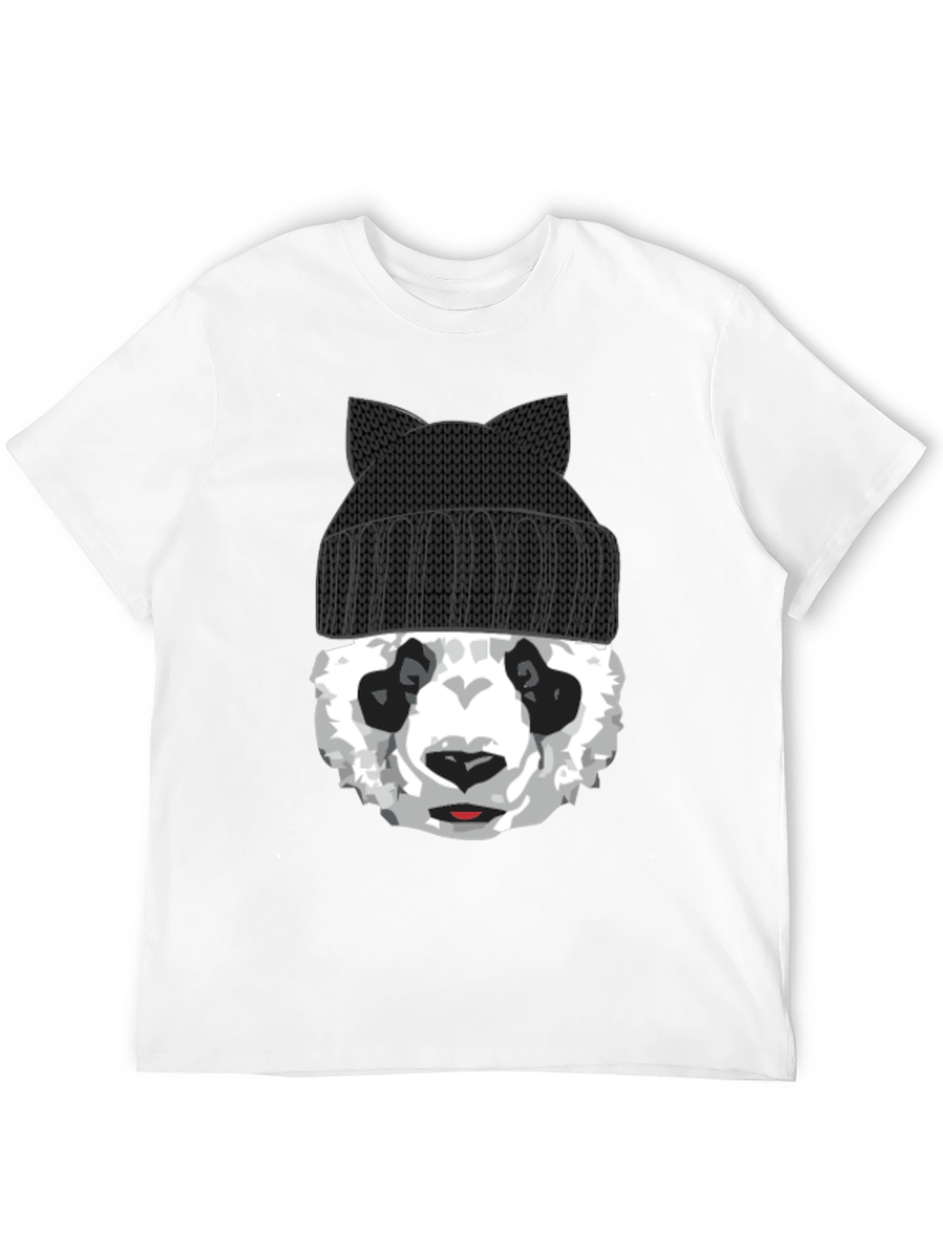 Cool Panda Bear with Cat Ear Beanie Graphic Tee