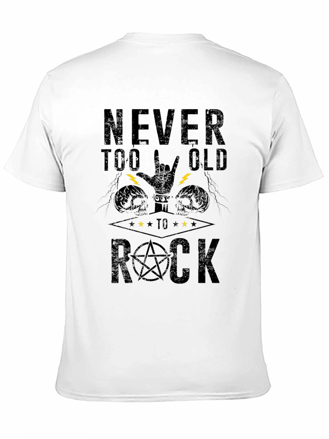 Never Too Old to Rock Black Graphic T-Shirt