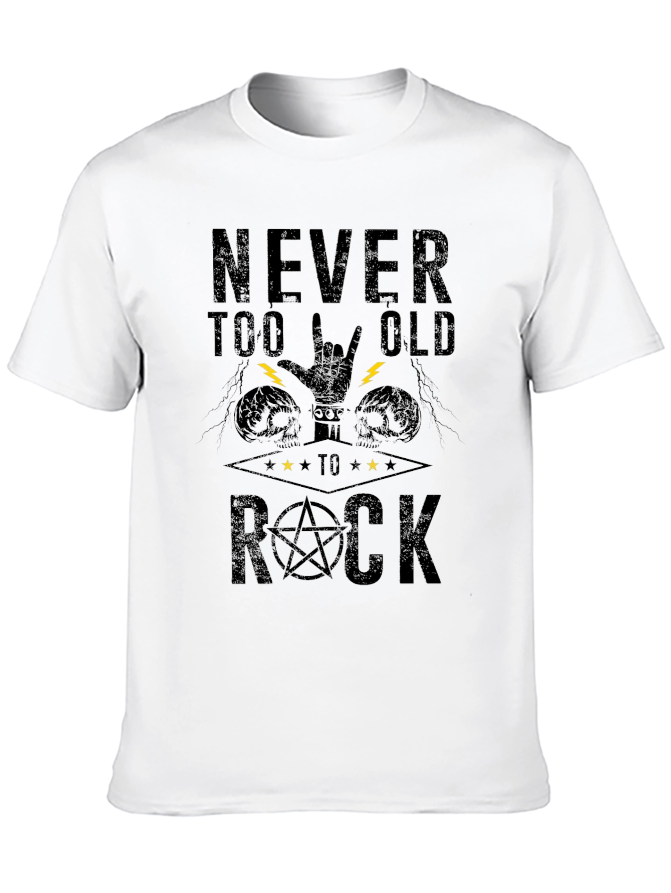 Never Too Old to Rock Black Graphic T-Shirt