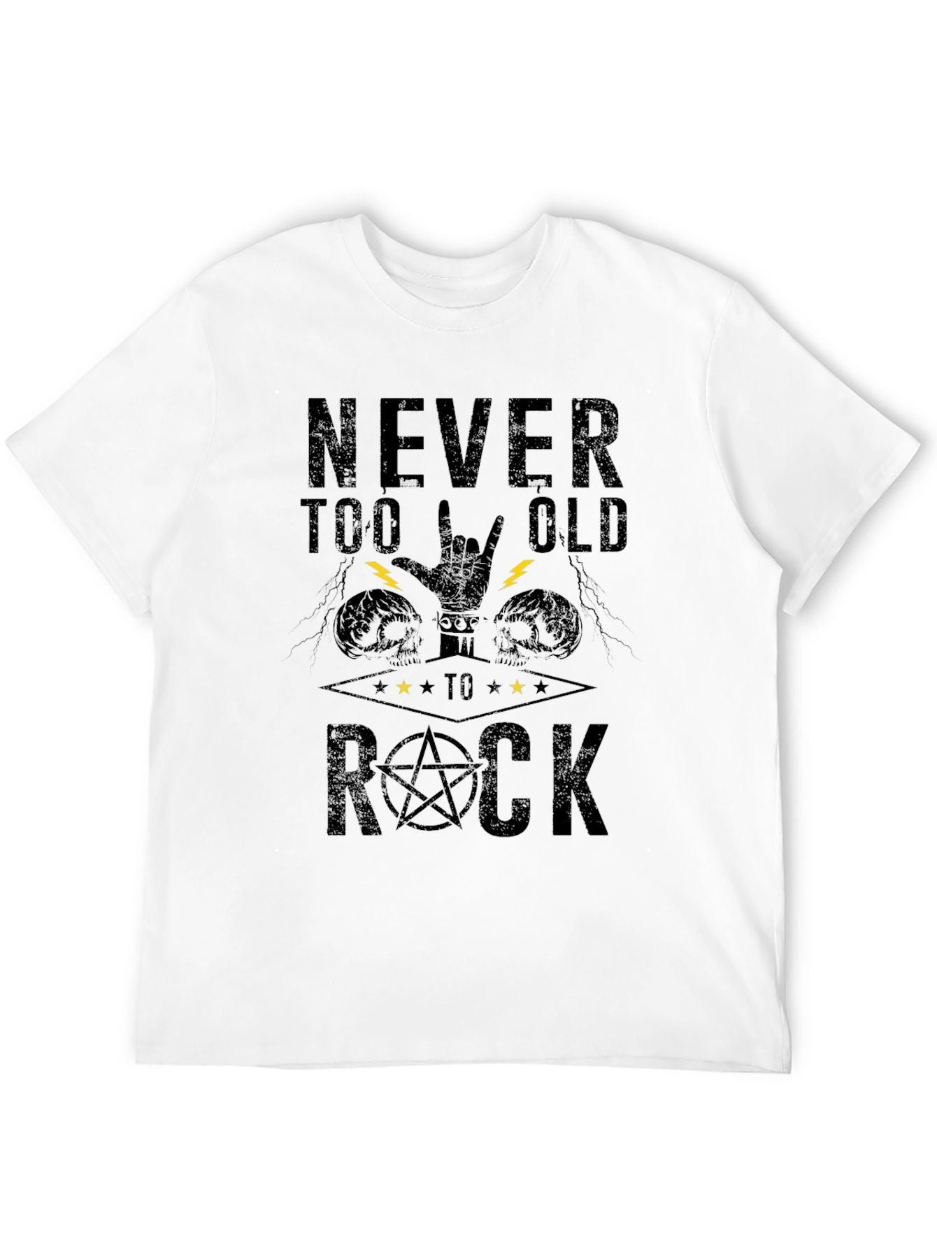Never Too Old to Rock Black Graphic T-Shirt