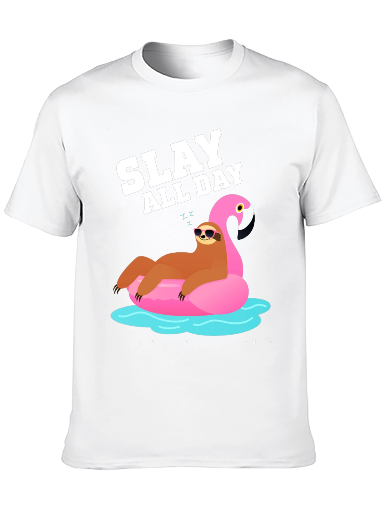 Slay All Day Sloth Flamingo Pool Float T-Shirt