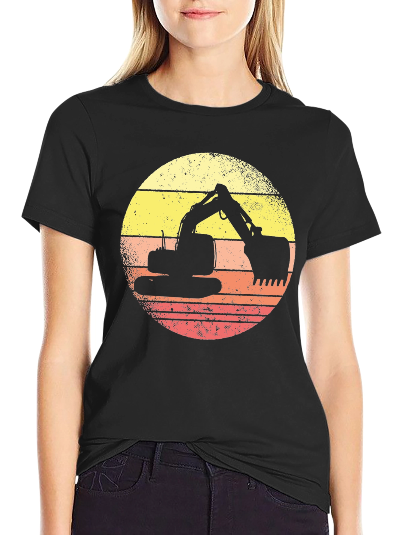 Retro Excavator Sunset Graphic Tee