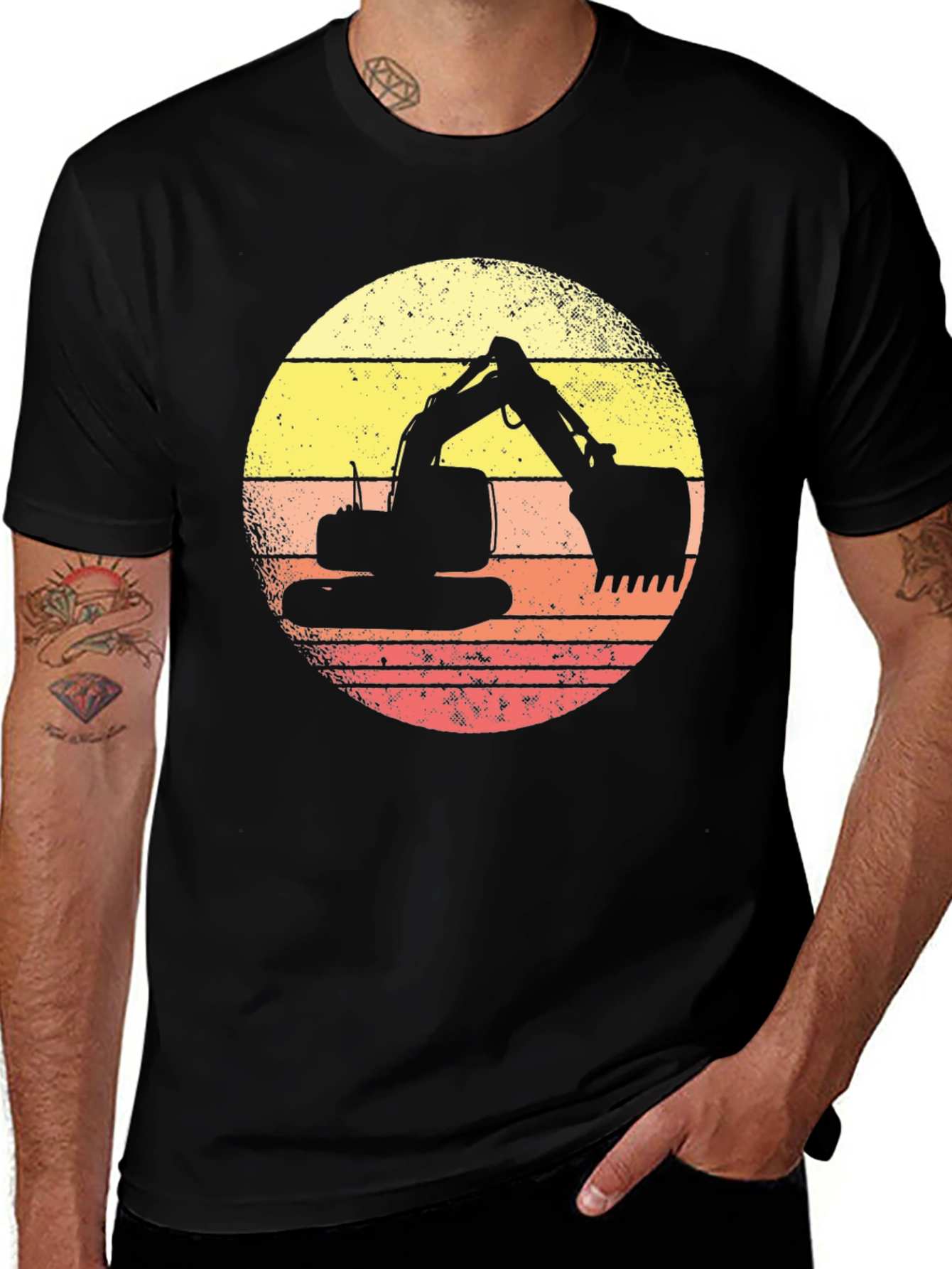 Retro Excavator Sunset Graphic Tee