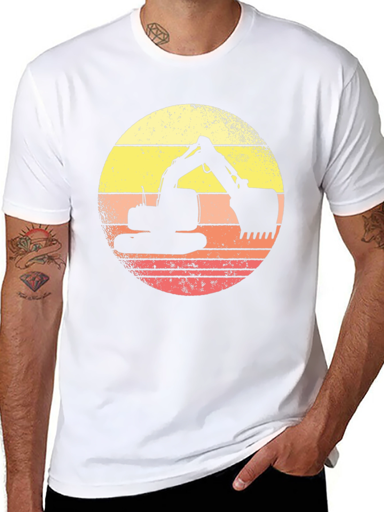 Retro Excavator Sunset Graphic Tee