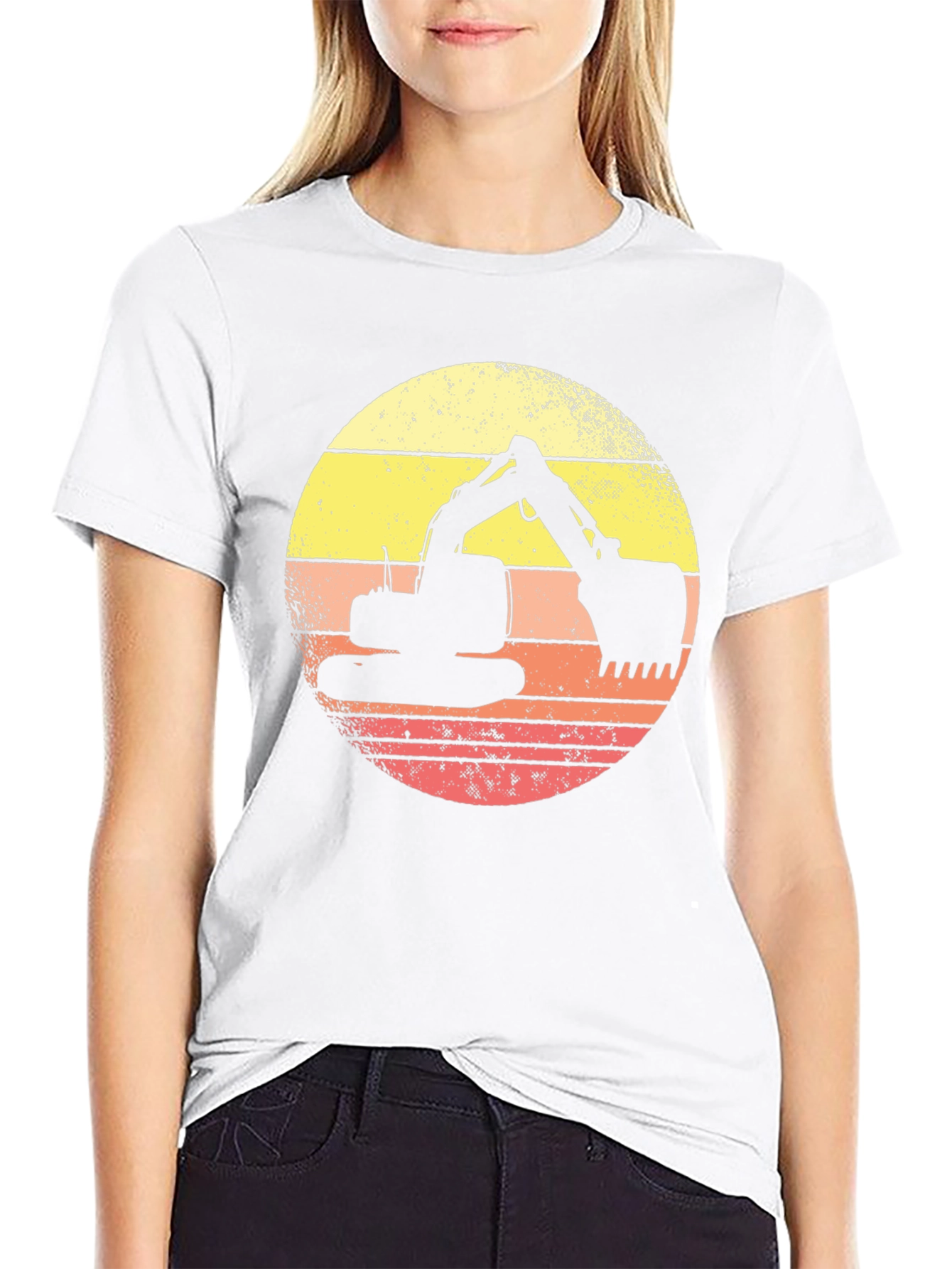 Retro Excavator Sunset Graphic Tee