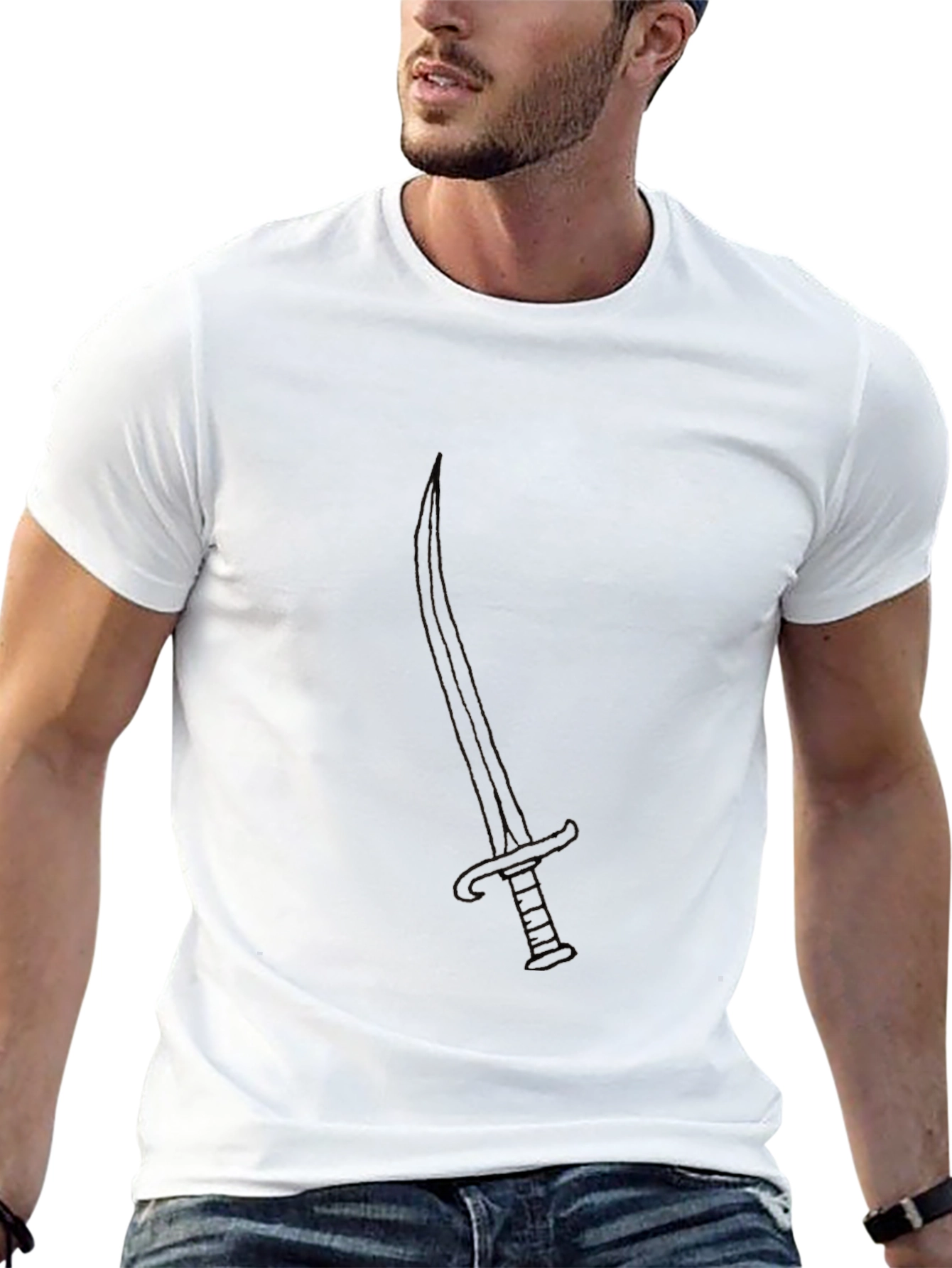 Black T-Shirt with Sword Design
