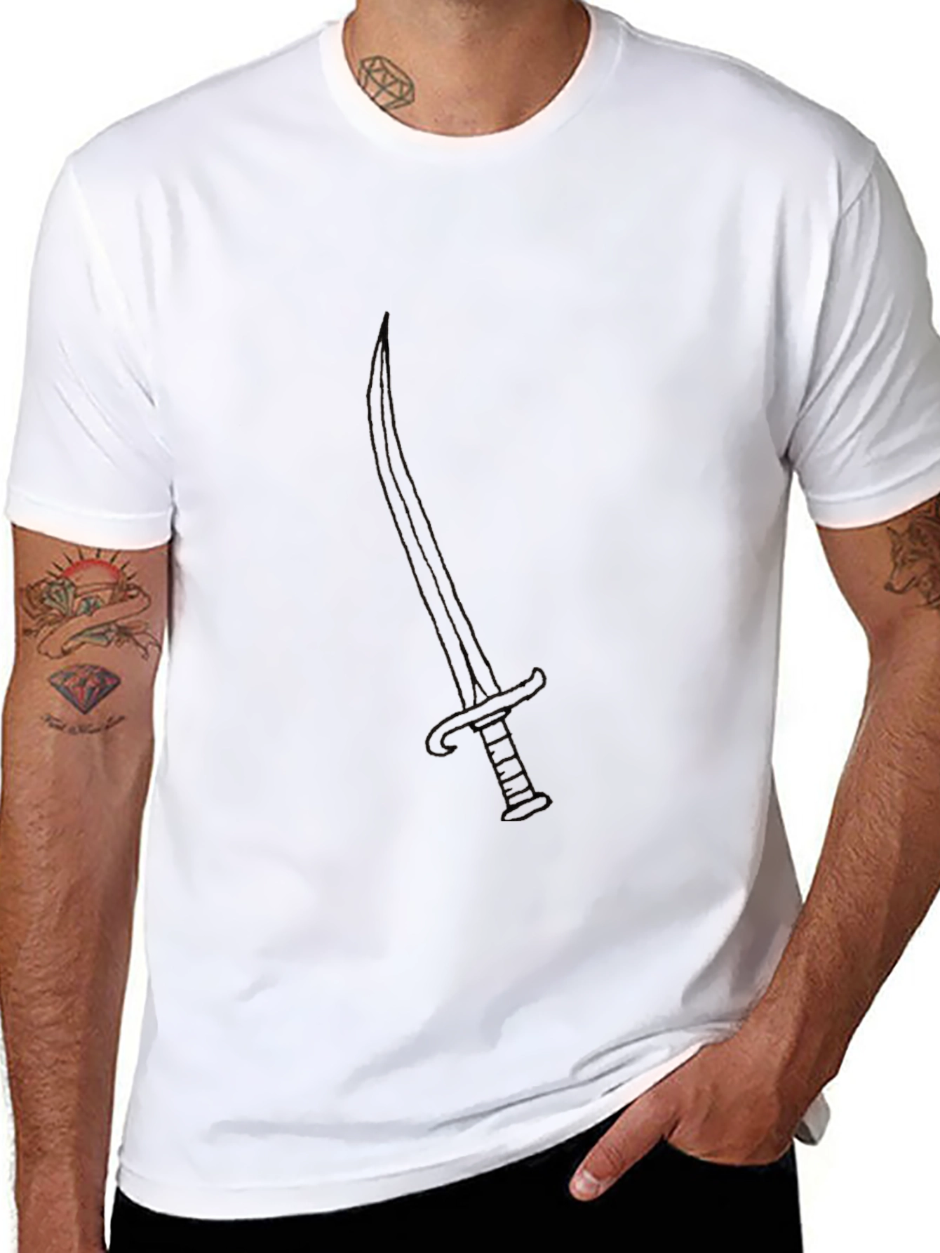 Black T-Shirt with Sword Design