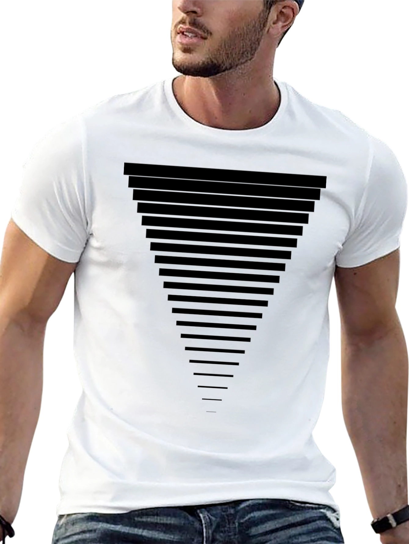 Modern Geometric Triangle Tee - Stylish Black T-Shirt