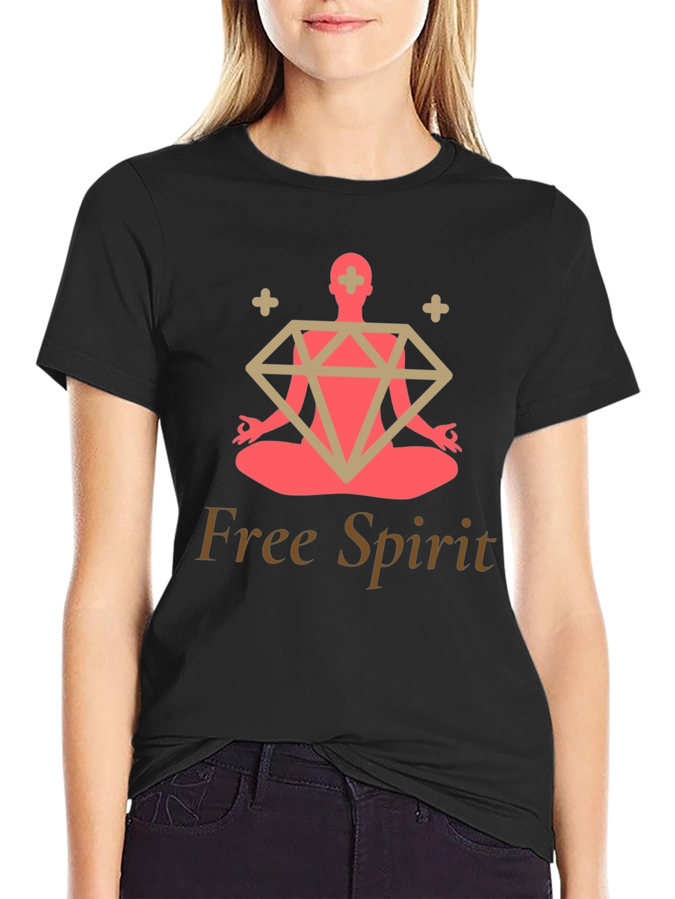 Free Spirit Yoga T-Shirt - Meditating Zen Diamond Design