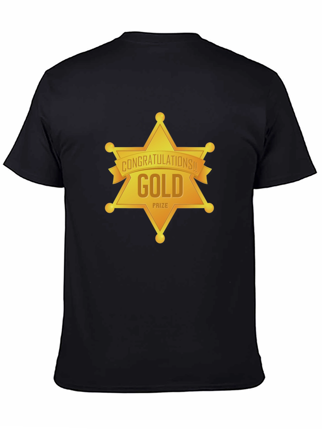 Gold Prize Star Graphic Black T-Shirt