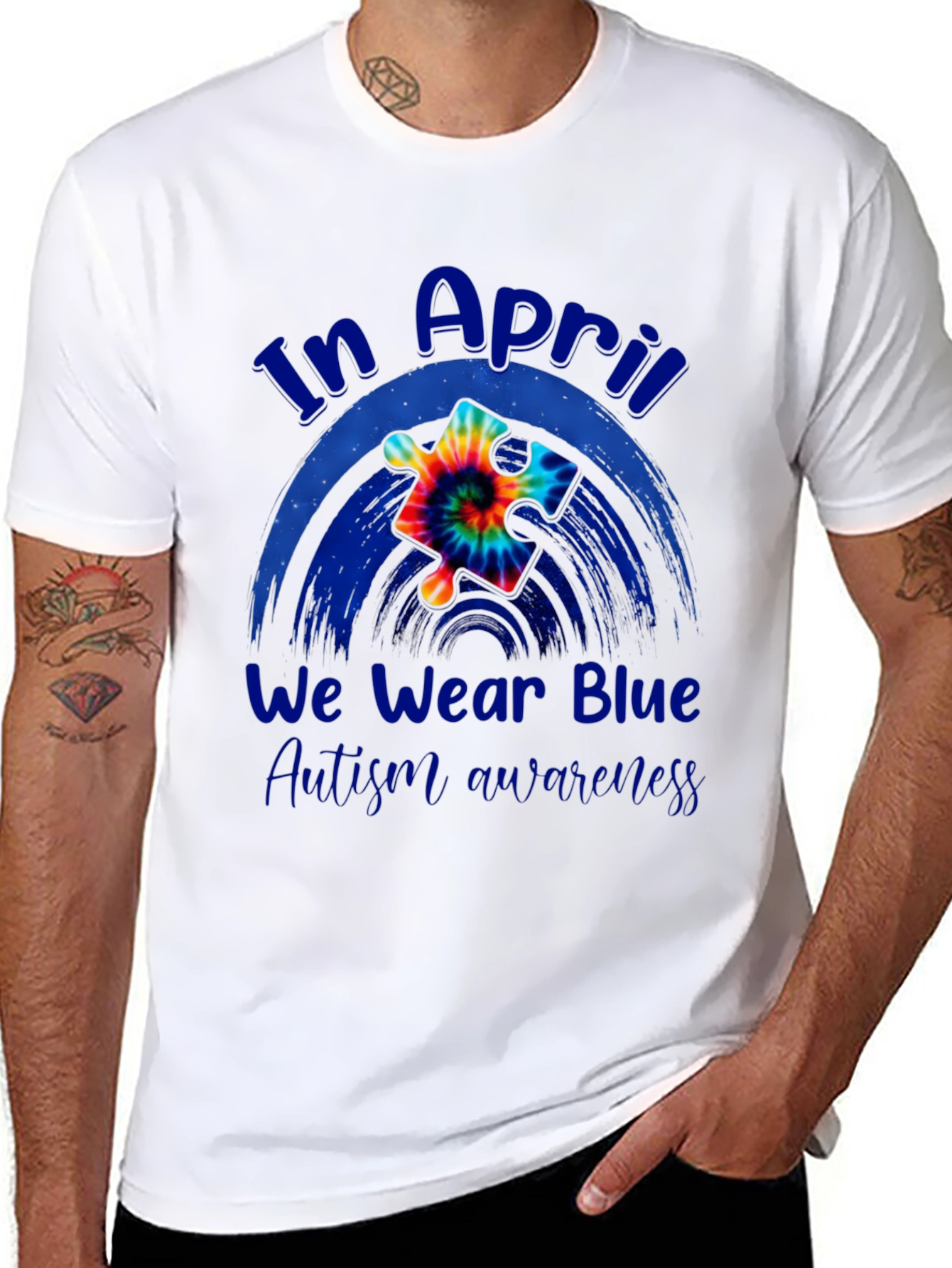 In April We Wear Blue Autism Awareness T-Shirt